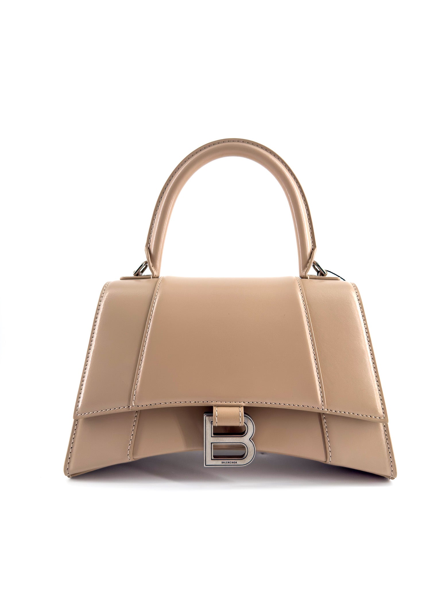 Balenciaga Beige Hourglass Small Leather top handle bag