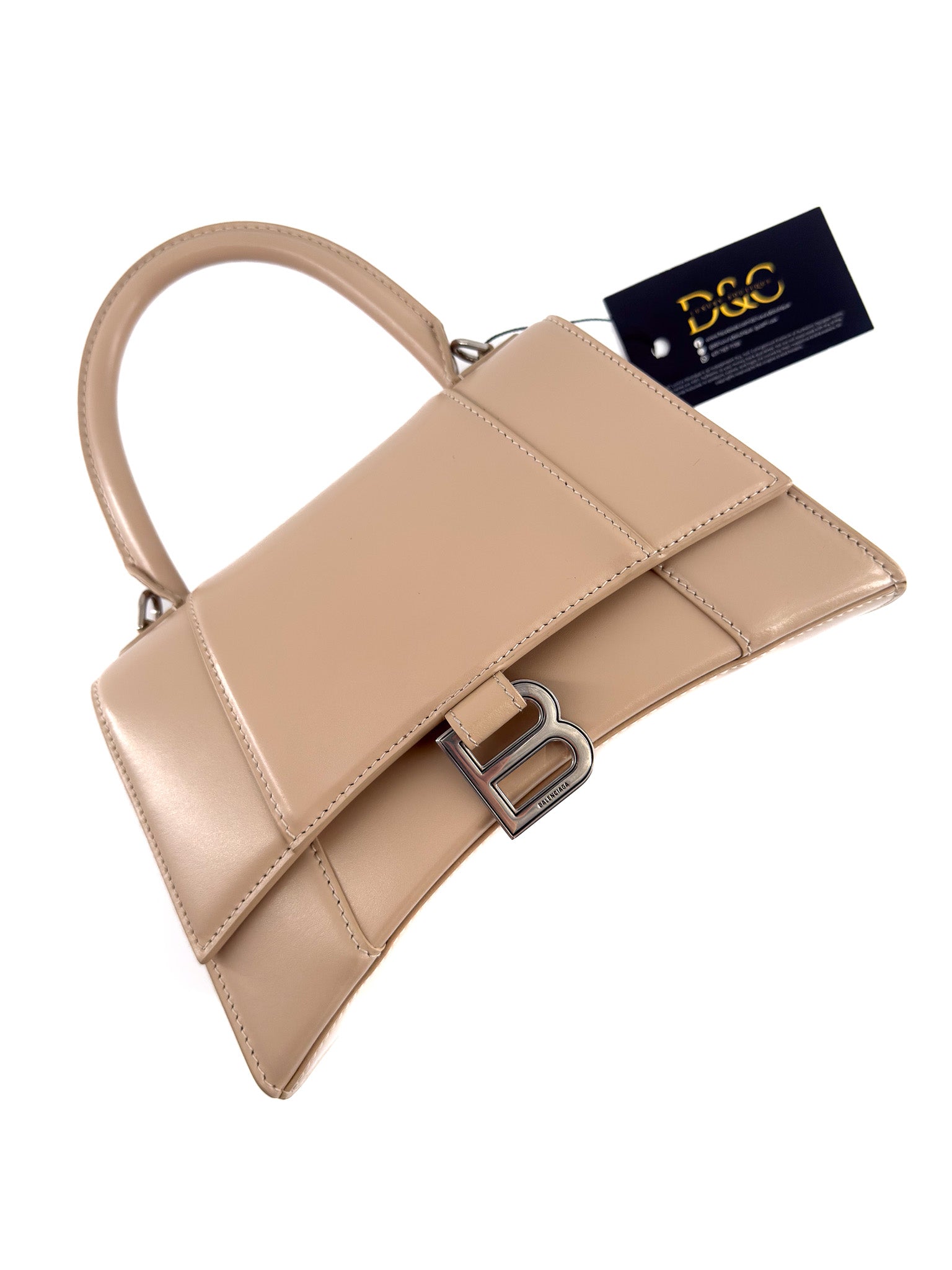 Balenciaga Beige Hourglass Small Leather top handle bag