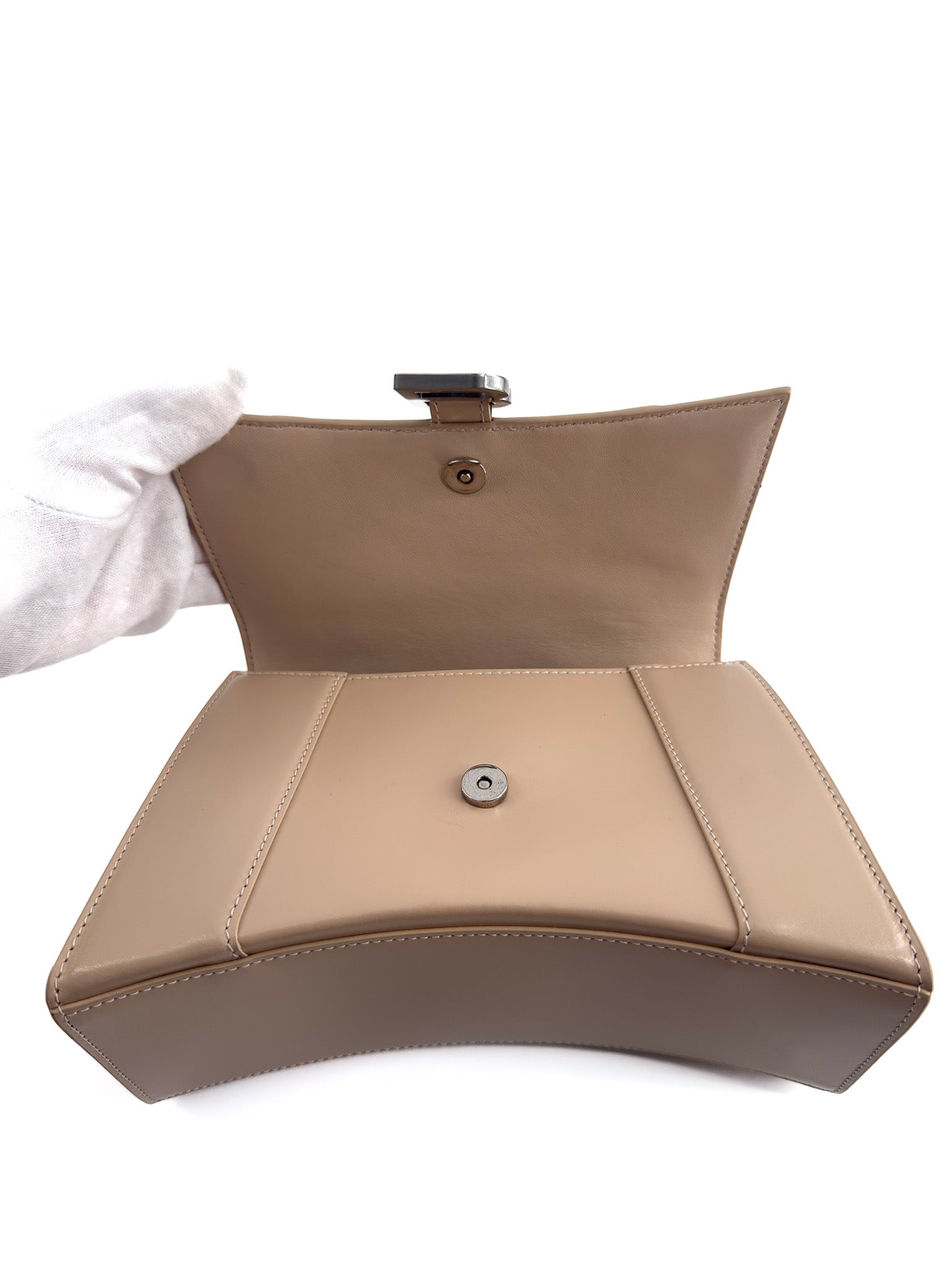 Balenciaga Beige Hourglass Small Leather top handle bag