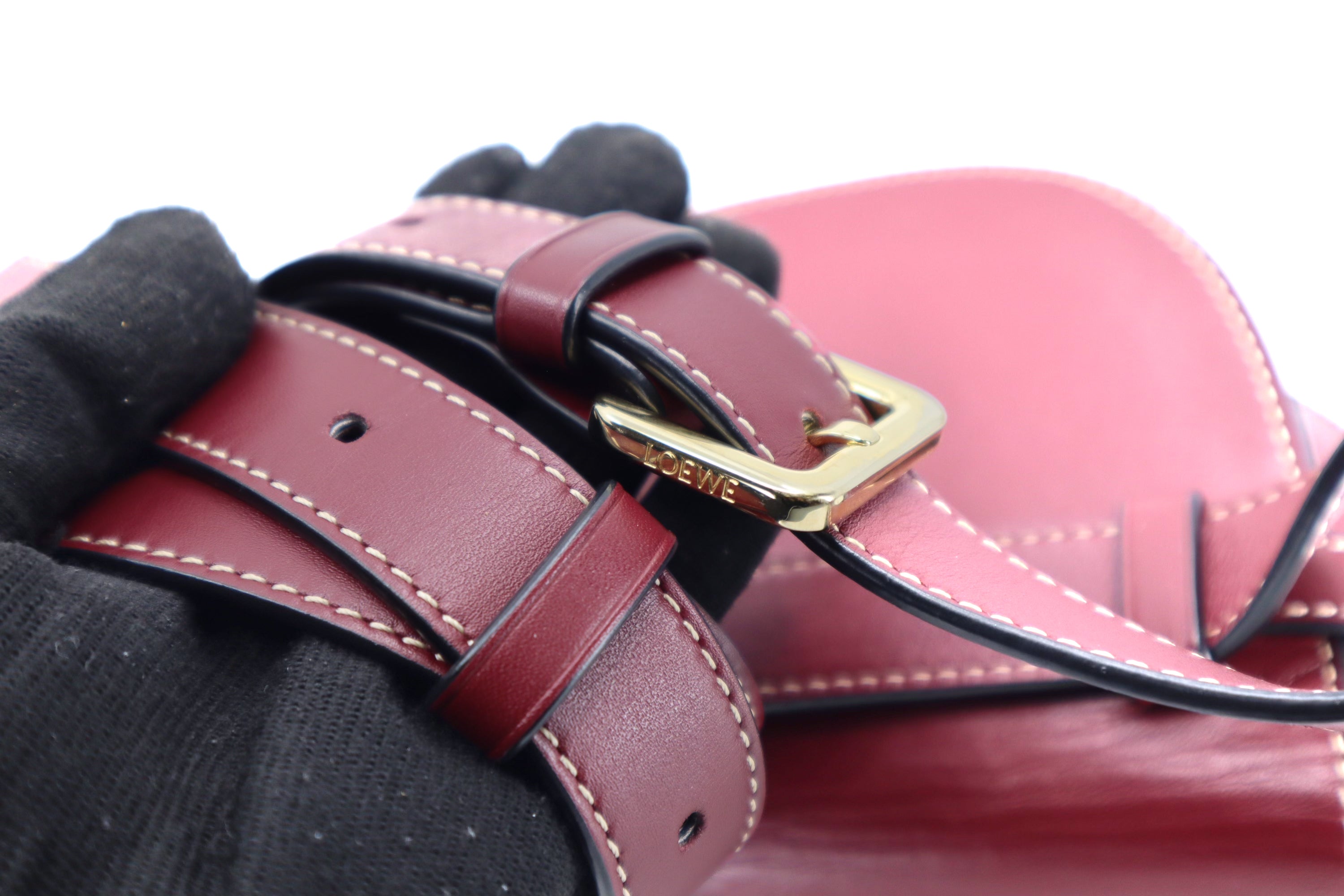 Loewe Calfskin Mini Gate Belt Bag Burgundy