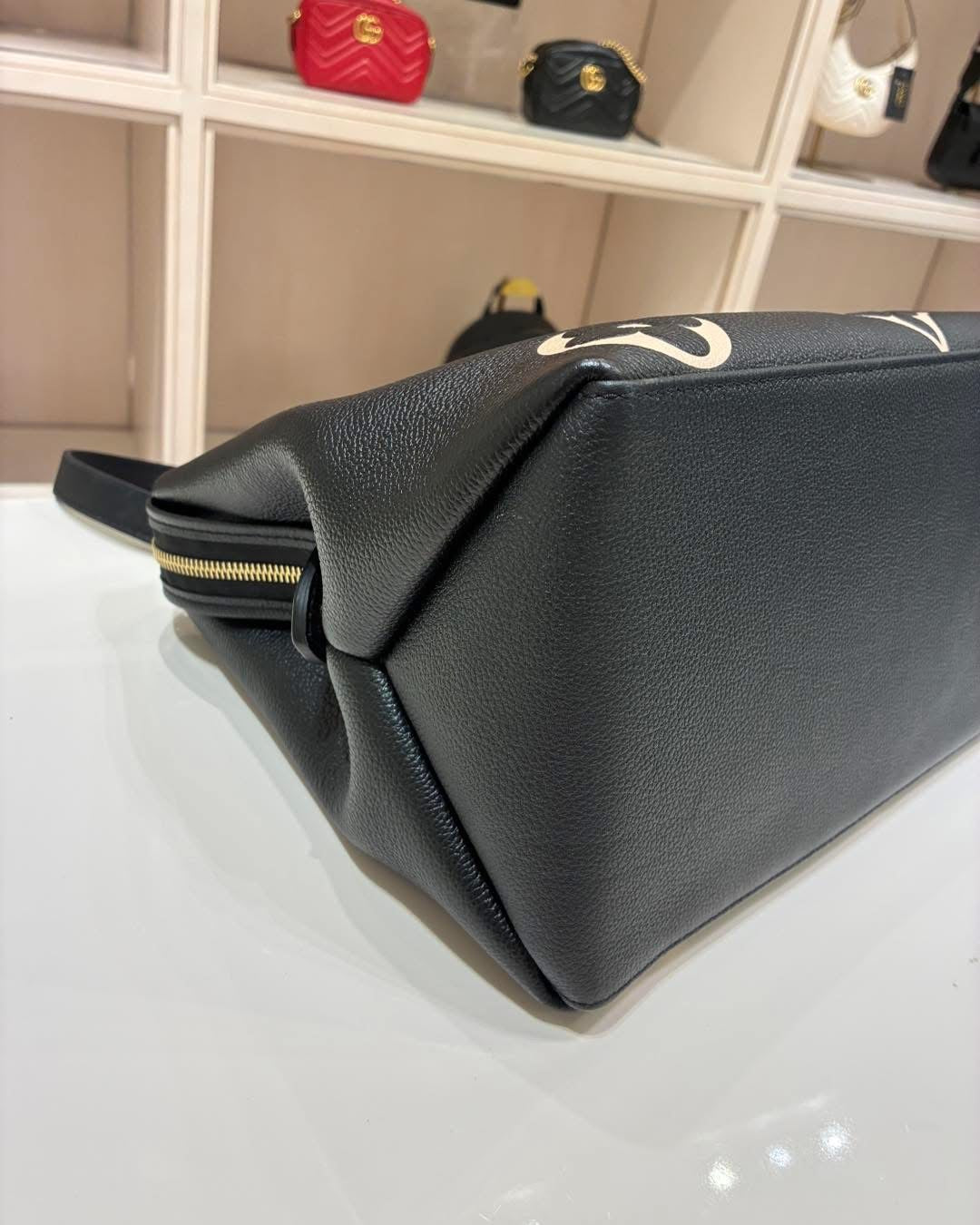 Louis Vuitton Grand Palais MM Black Beige Monogram Empreinte Shoulder Bag