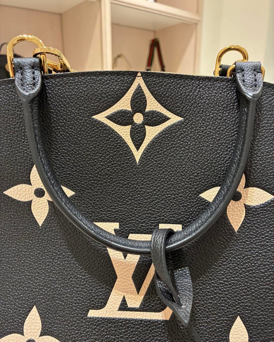 Louis Vuitton Grand Palais MM Black Beige Monogram Empreinte Shoulder Bag