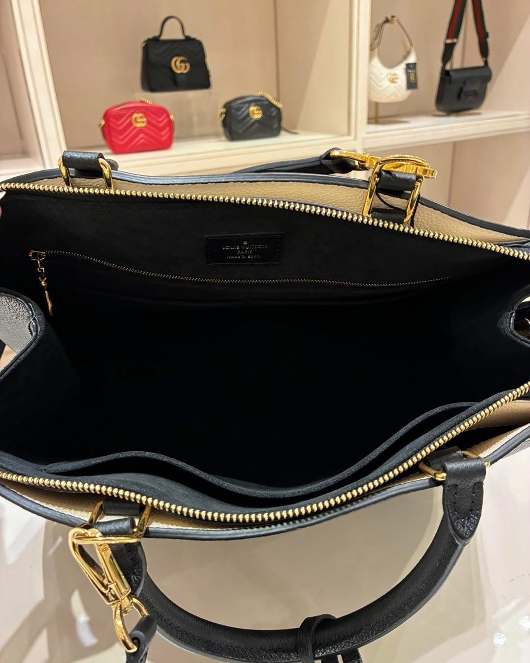 Louis Vuitton Grand Palais MM Black Beige Monogram Empreinte Shoulder Bag
