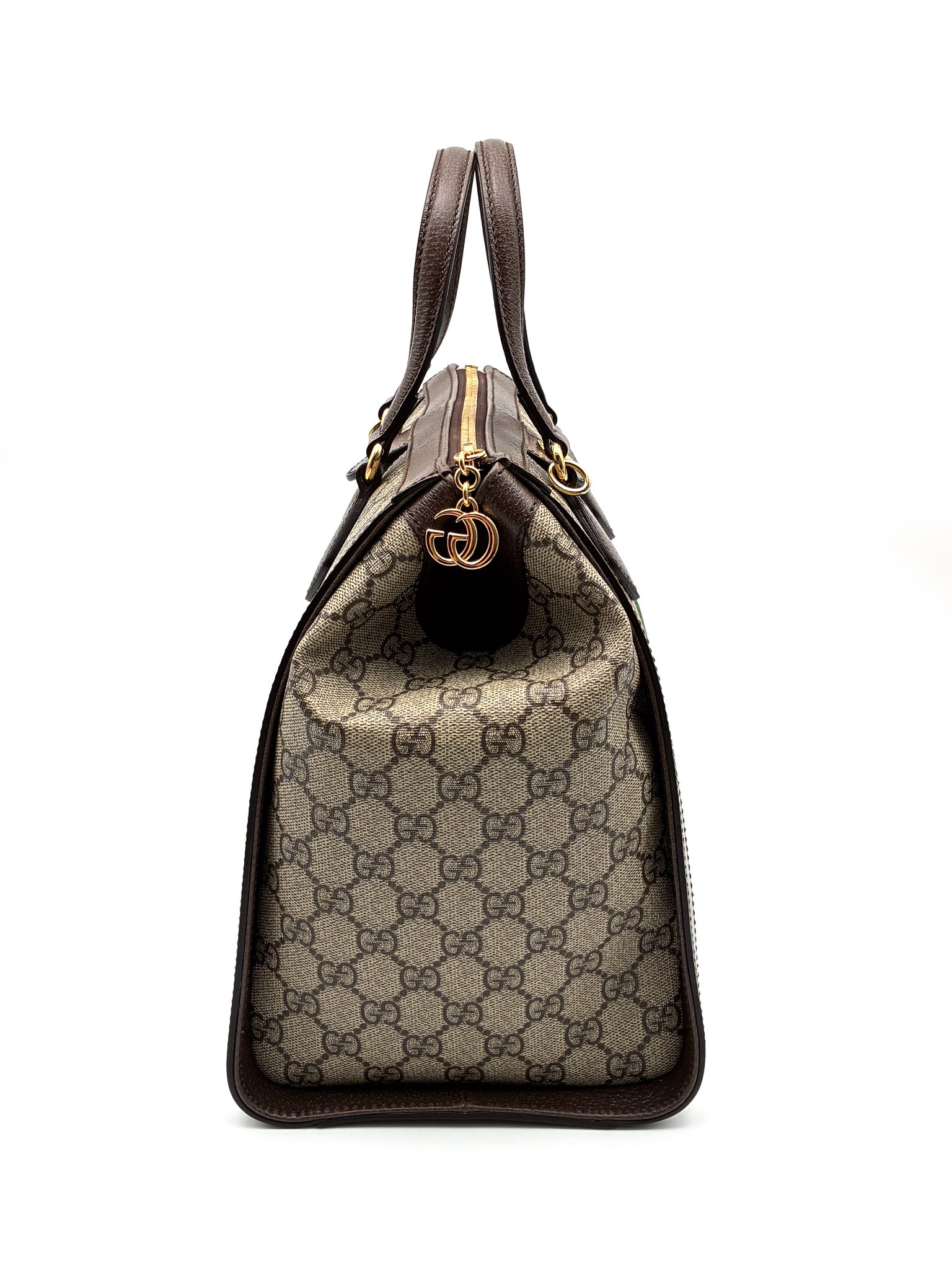 Gucci GG Supreme Monogram Web Medium Ophidia Tote Bag Brown