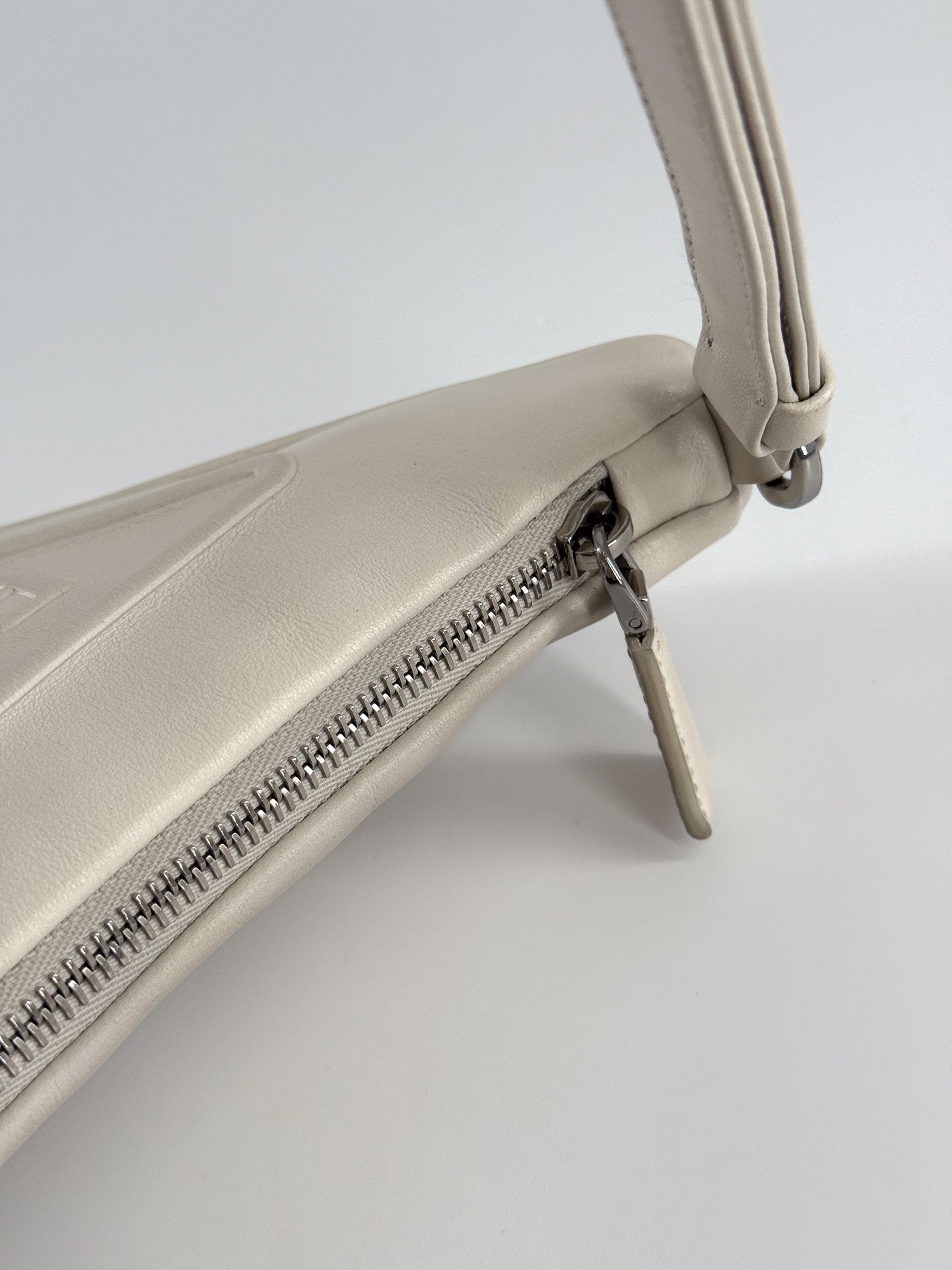 Prada Leather Triangle Shoulder Bag white