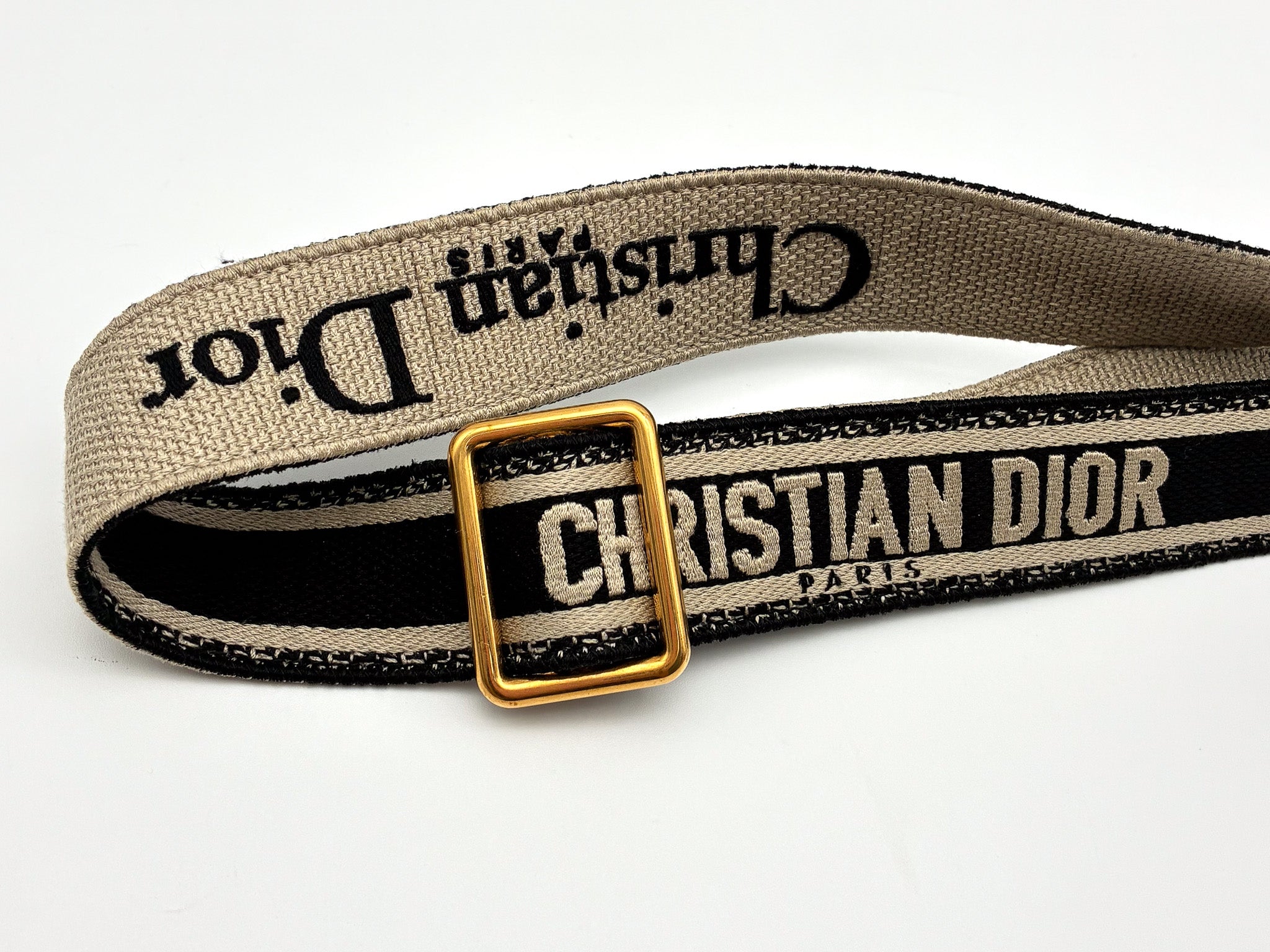 Christian Dior Canvas Embroidered Shoulder Strap Black
