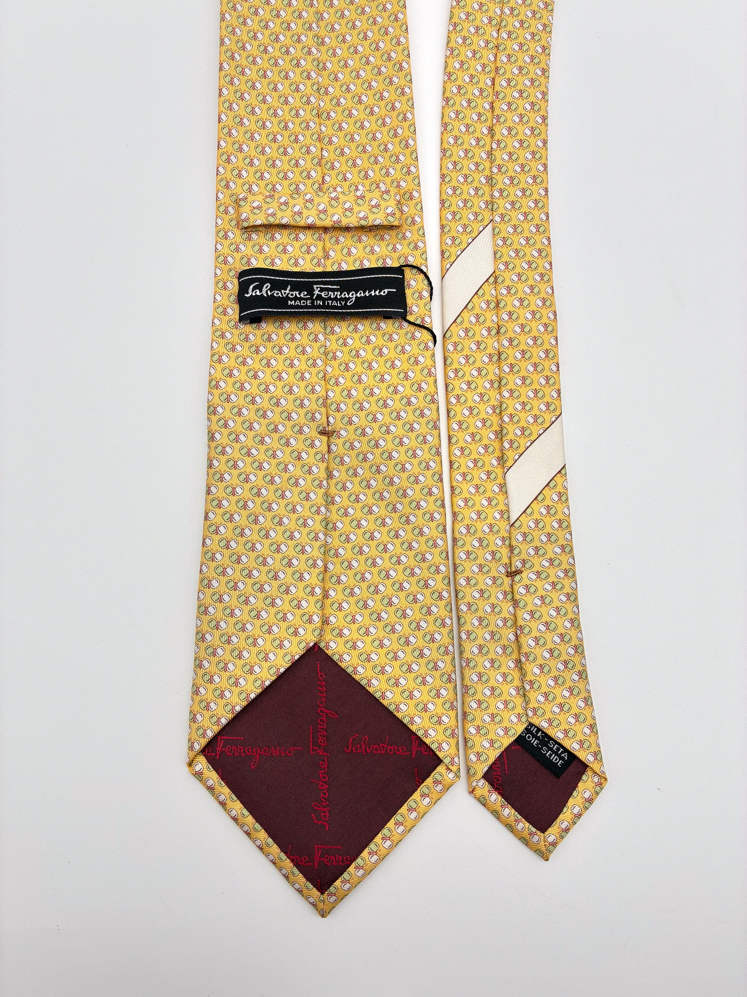 SALVATORE FERRAGAMO Gancini Print Silk Tie – Yellow