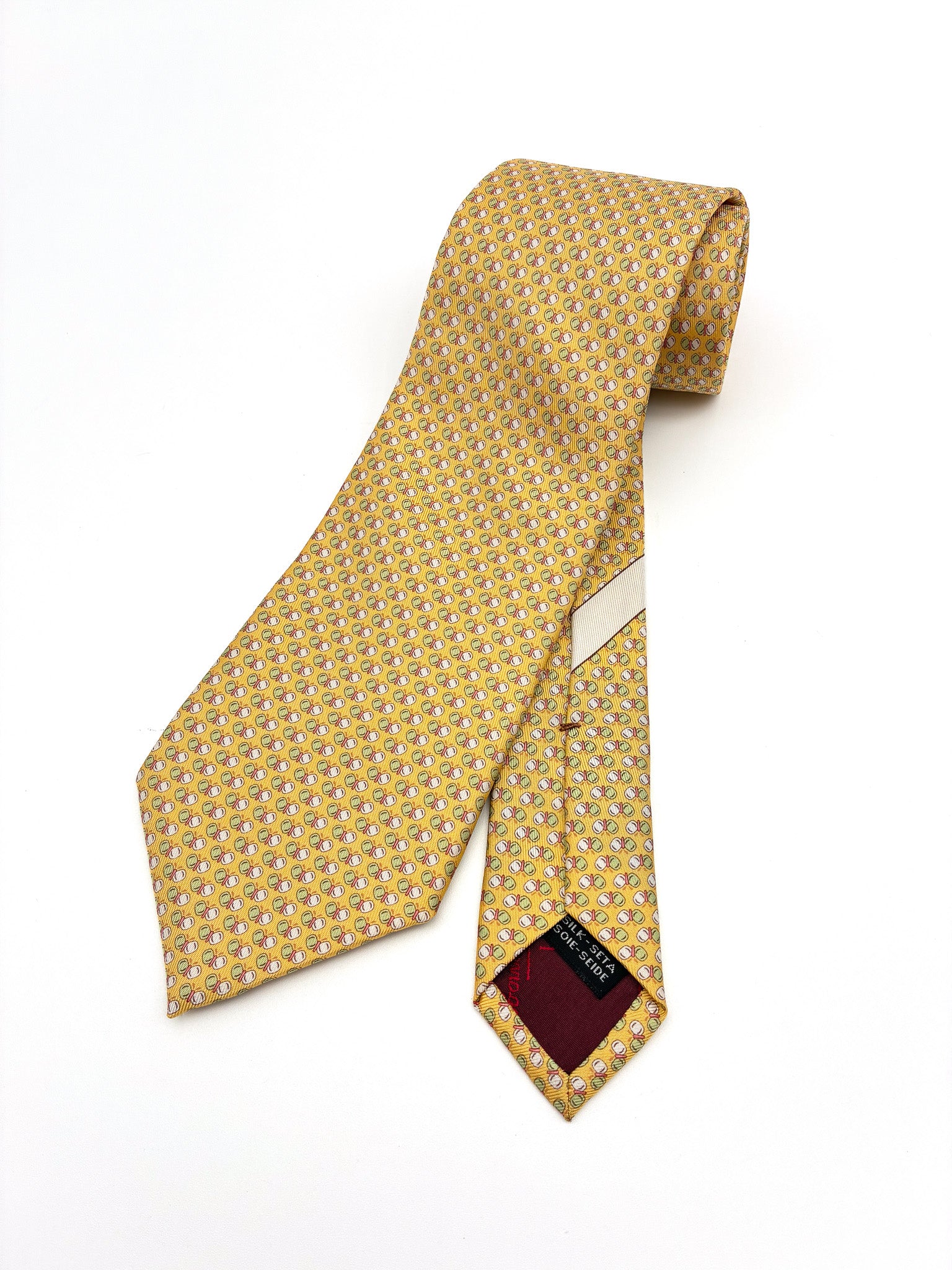 SALVATORE FERRAGAMO Gancini Print Silk Tie – Yellow