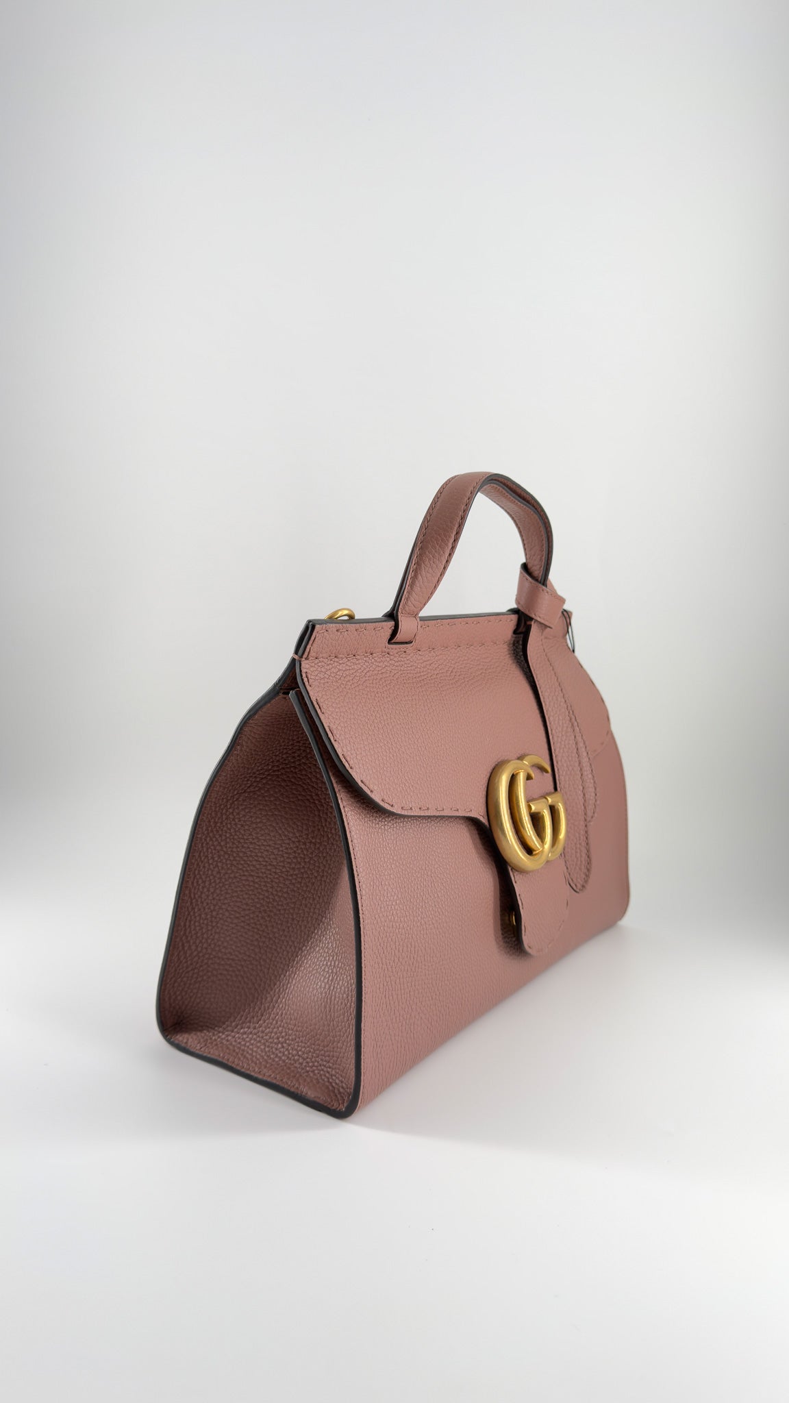Calfskin Small GG Marmont Top Handle Bag Rosy