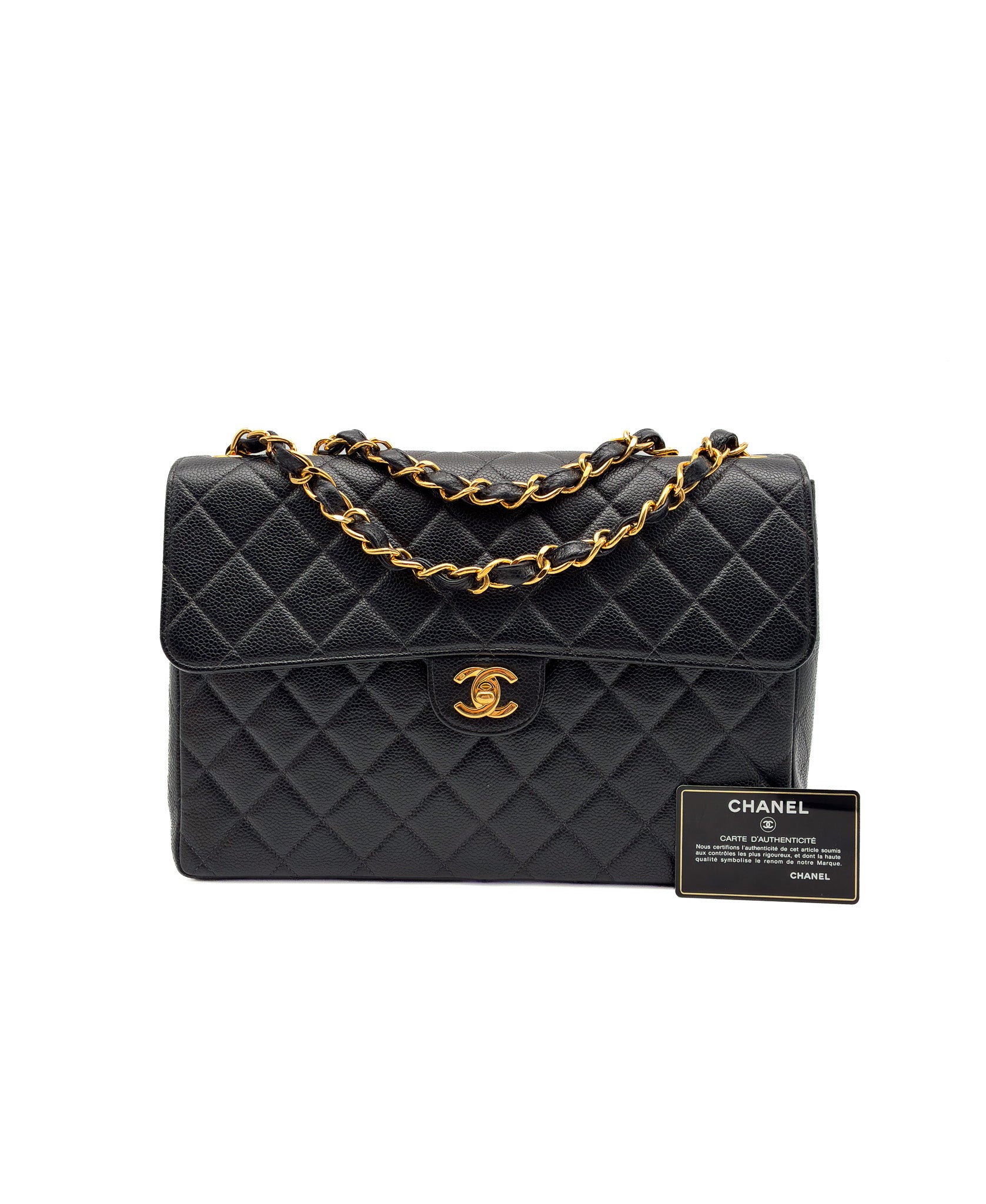 Chanel Jumbo Single Flap Caviar 24k GHW