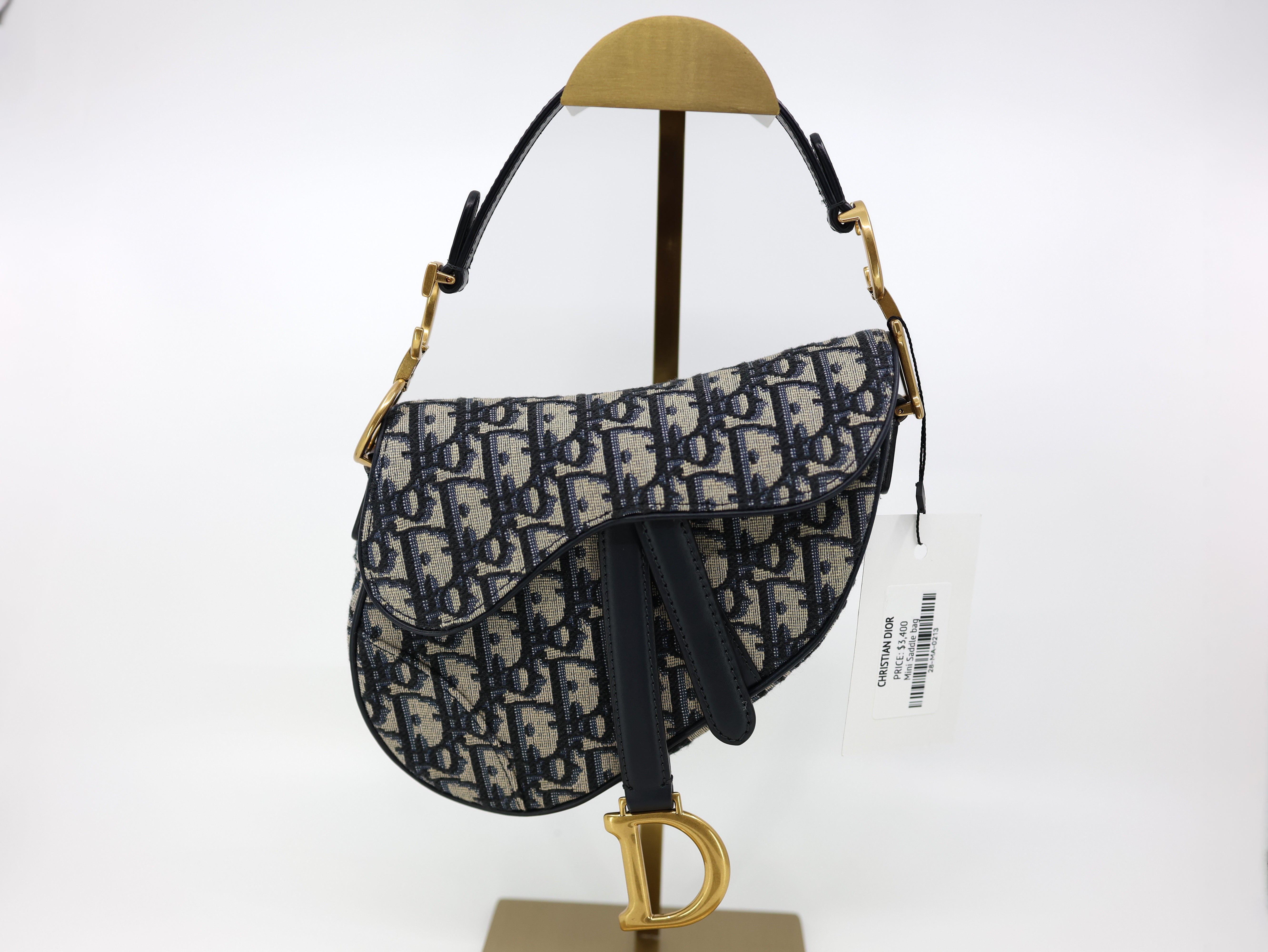 Christian Dior Blue Oblique Canvas Dior Saddle Bag