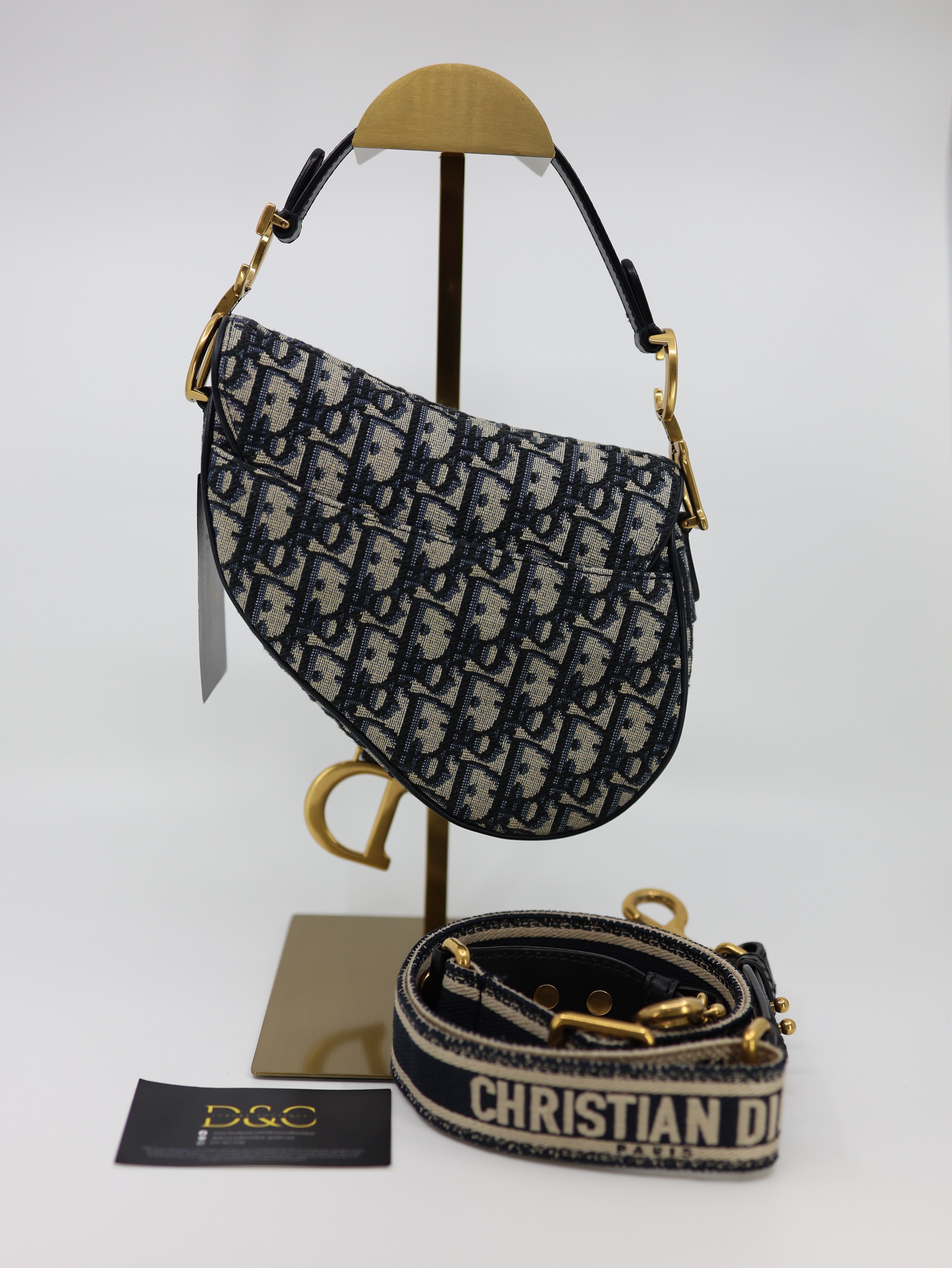 Christian Dior Blue Oblique Canvas Dior Saddle Bag