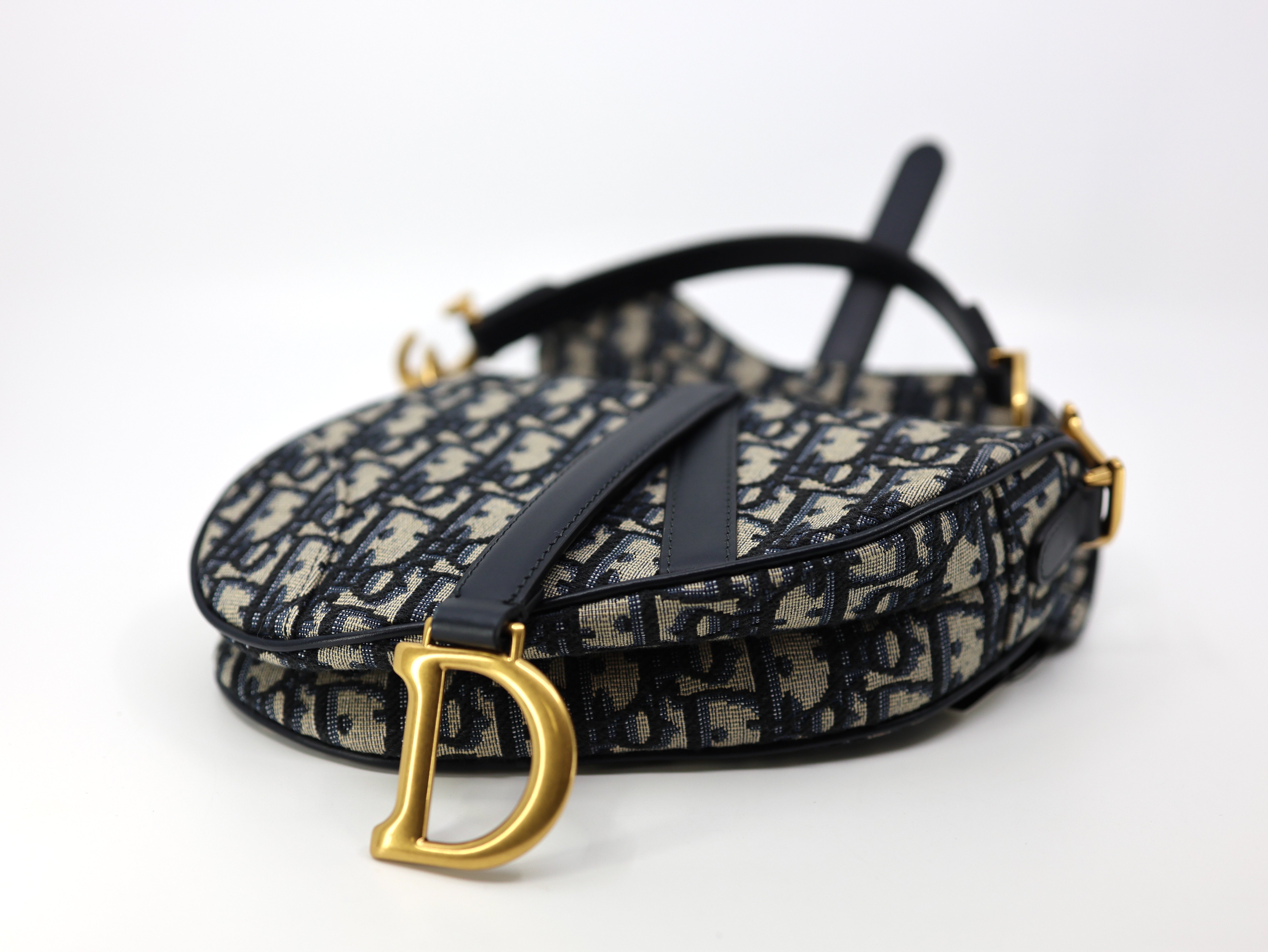 Christian Dior Blue Oblique Canvas Dior Saddle Bag