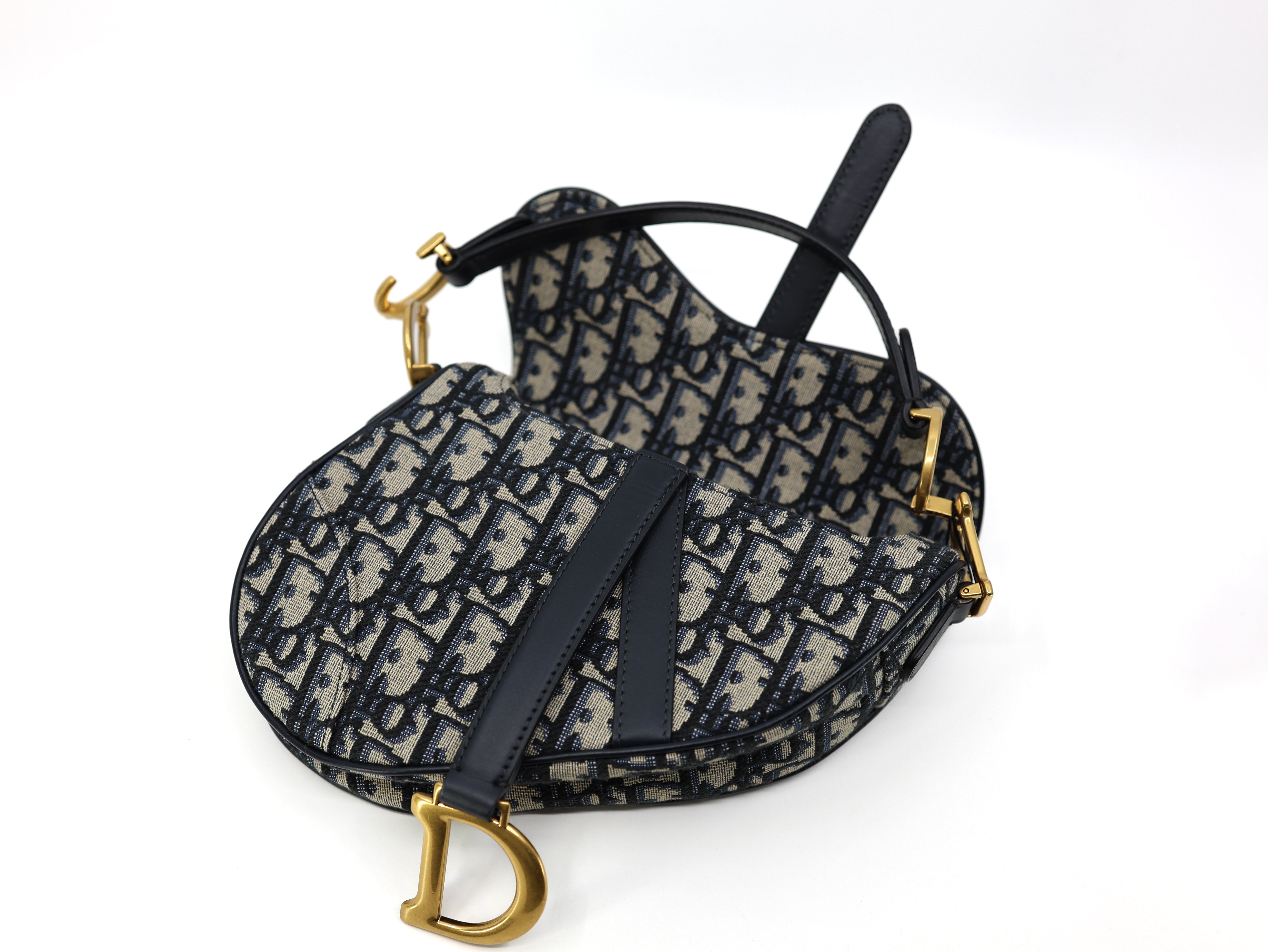 Christian Dior Blue Oblique Canvas Dior Saddle Bag