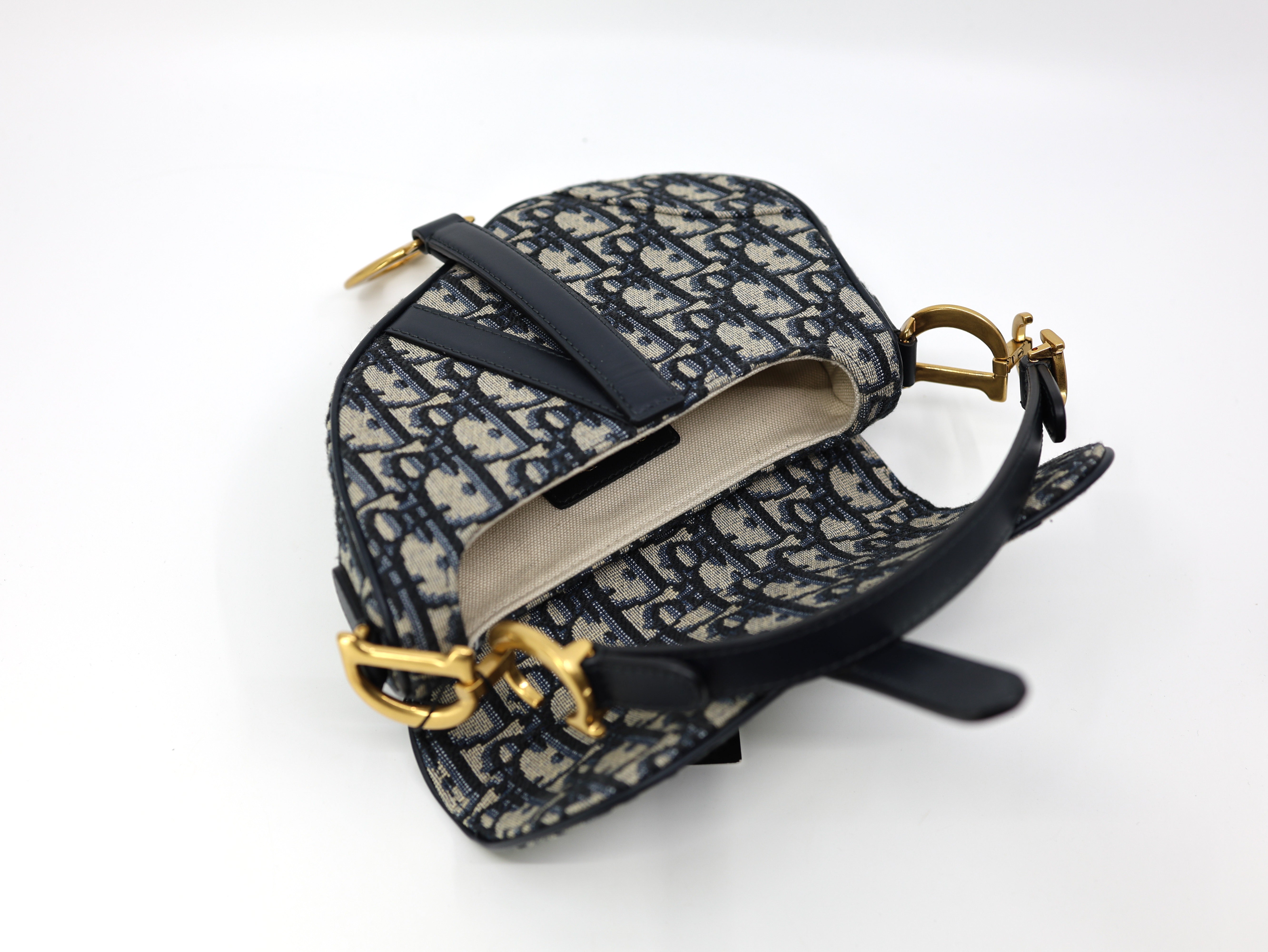 Christian Dior Blue Oblique Canvas Dior Saddle Bag