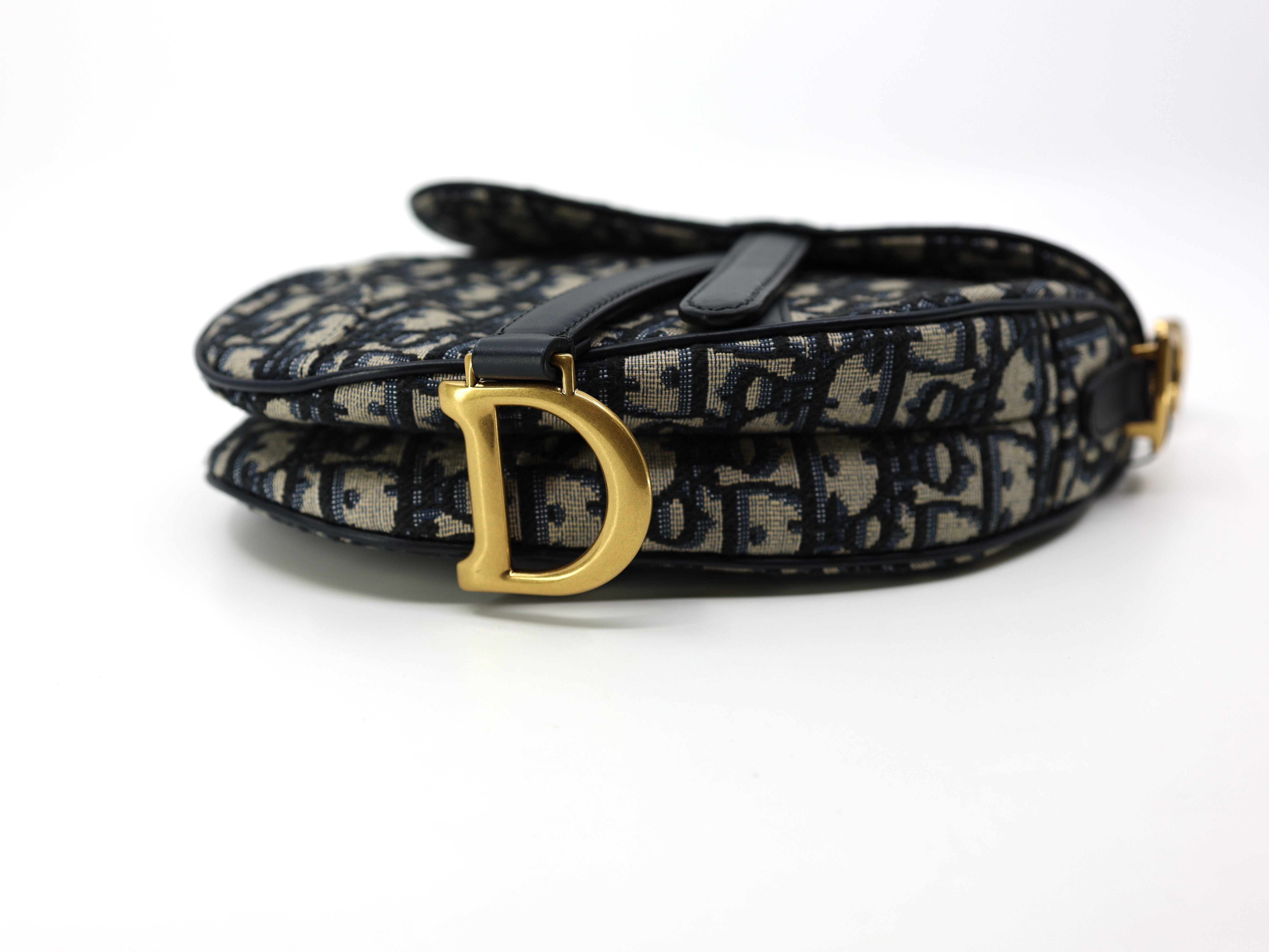 Christian Dior Blue Oblique Canvas Dior Saddle Bag