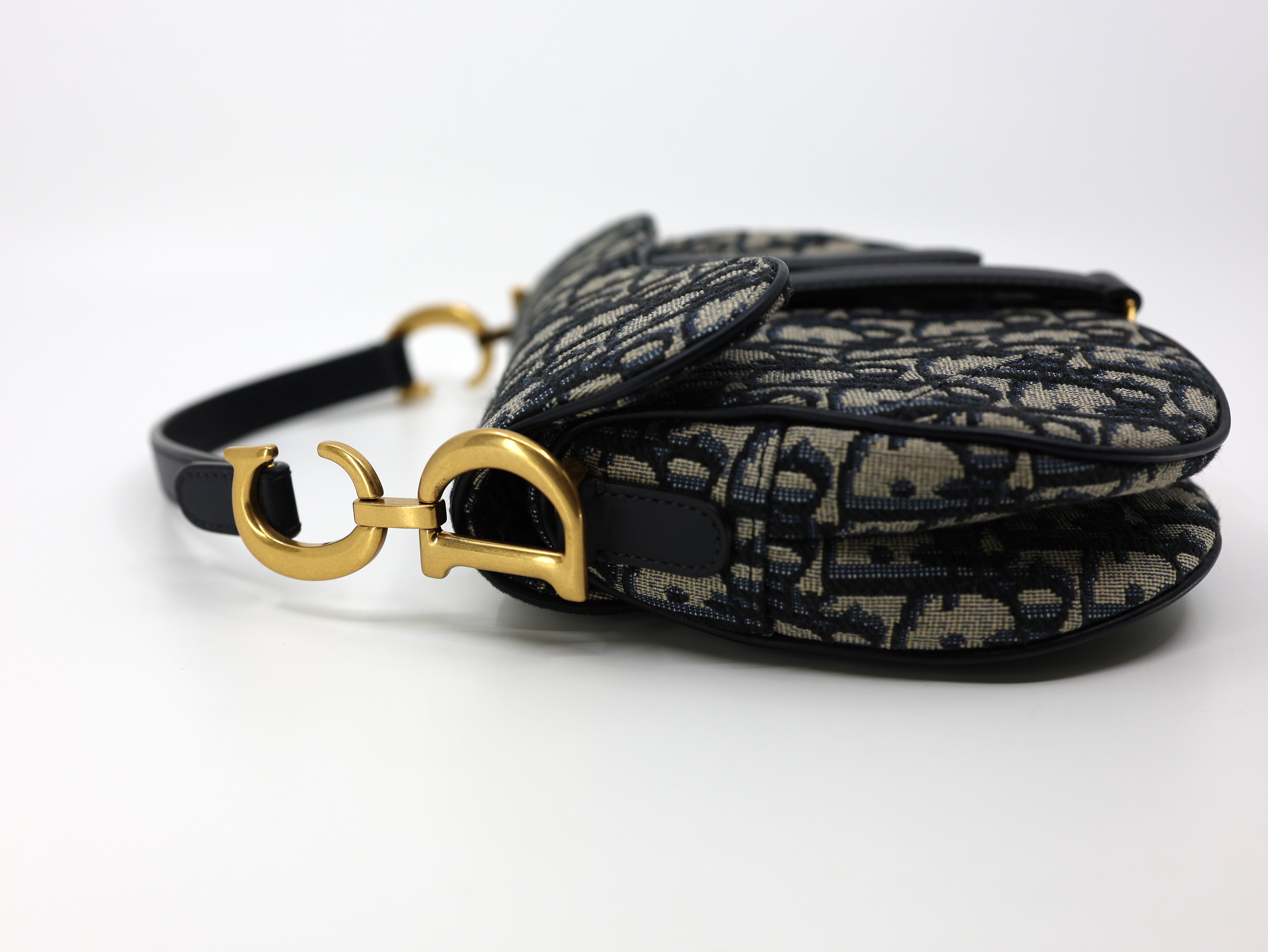 Christian Dior Blue Oblique Canvas Dior Saddle Bag