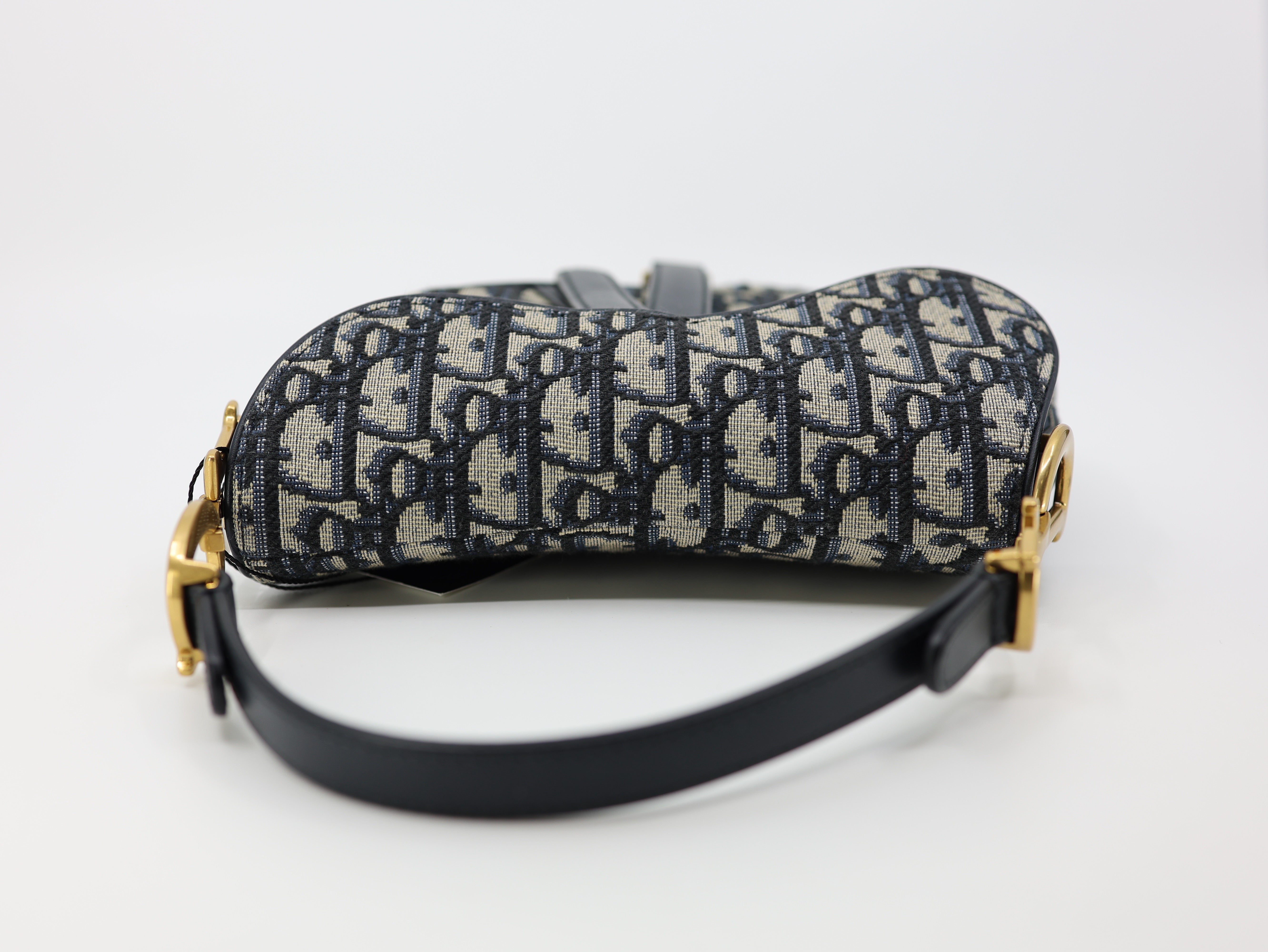 Christian Dior Blue Oblique Canvas Dior Saddle Bag