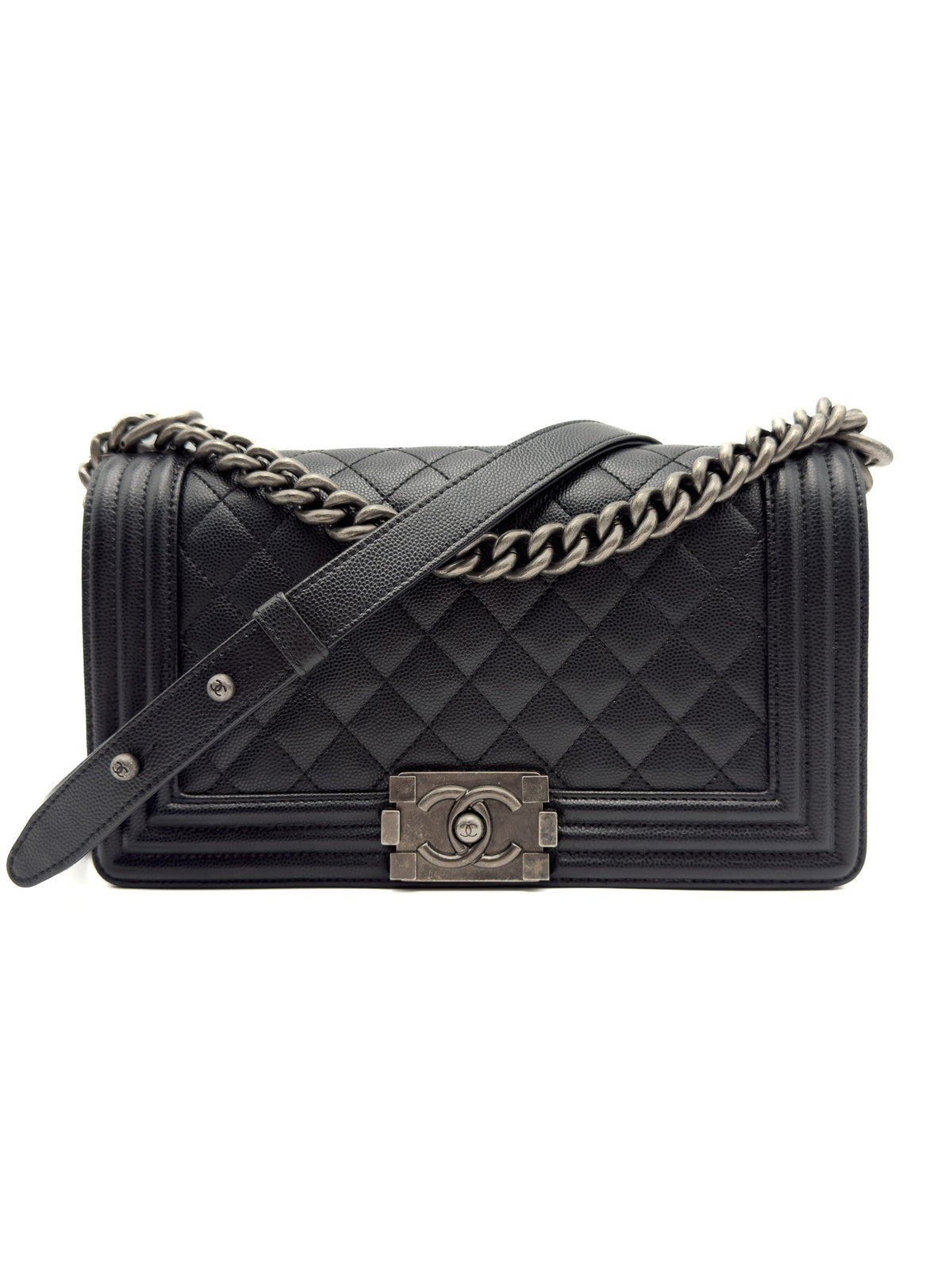 Chanel Caviar Quilted Medium Boy Flap Black Ruthenium