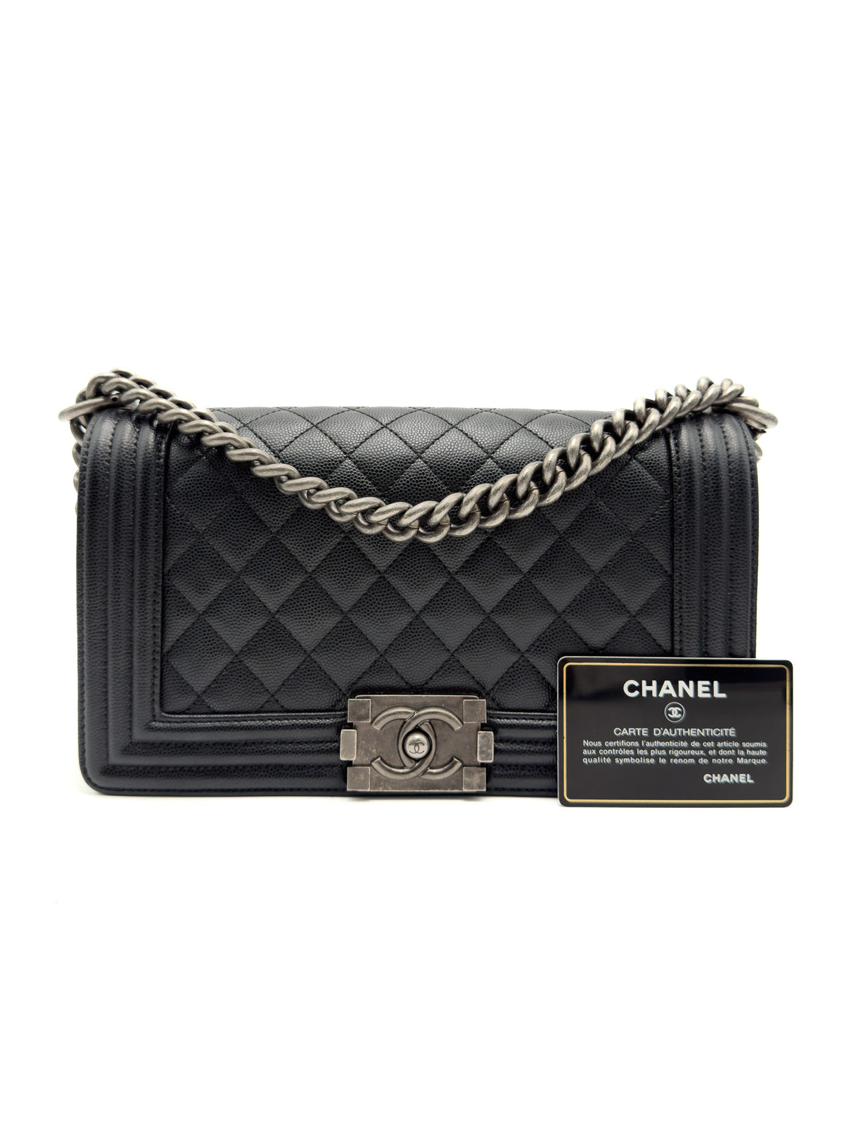 Chanel Caviar Quilted Medium Boy Flap Black Ruthenium
