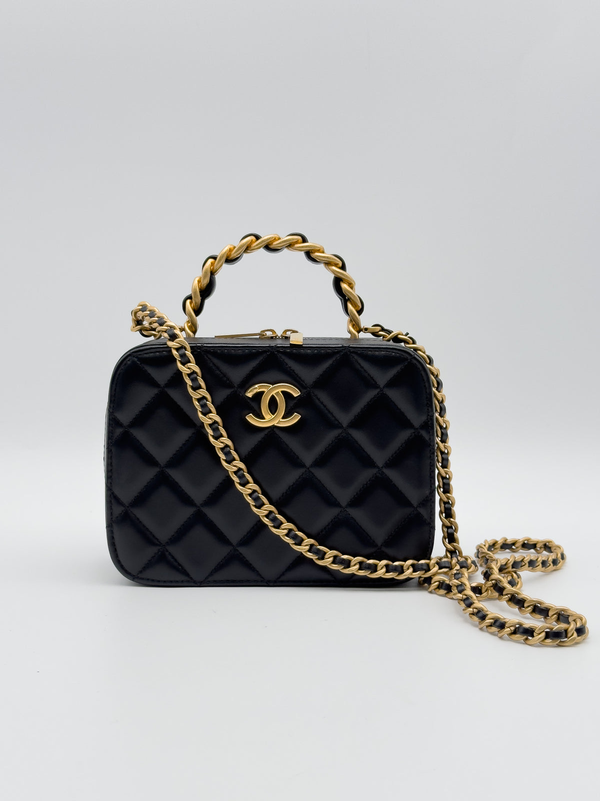 Chanel Small CC Quilted Lambskin Top Handle Vanity Case satchel