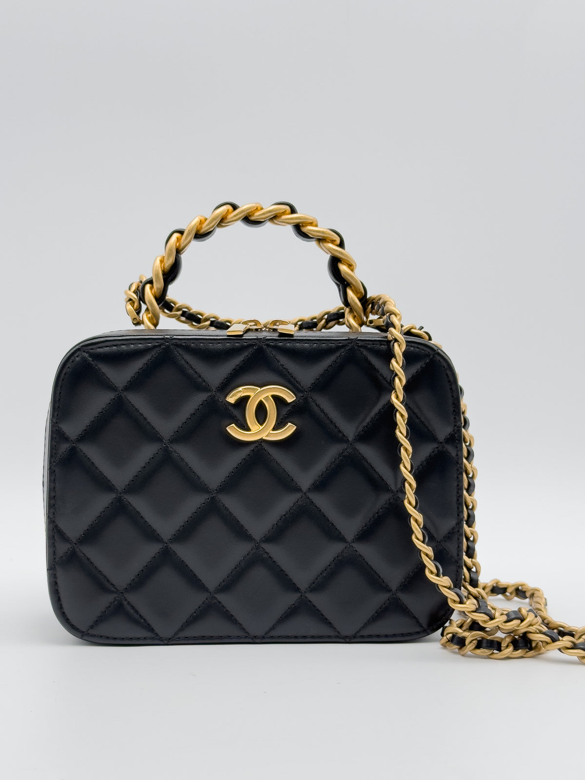 Chanel Small CC Quilted Lambskin Top Handle Vanity Case satchel
