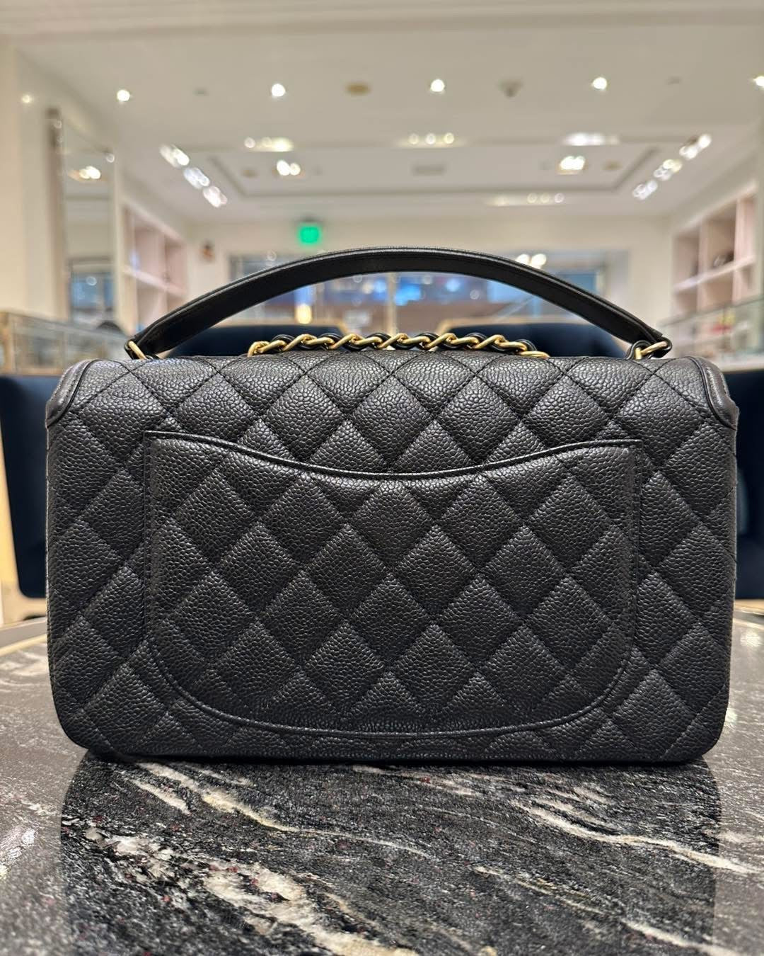 Chanel  Caviar Quilted Medium CC Filigree Flap Black