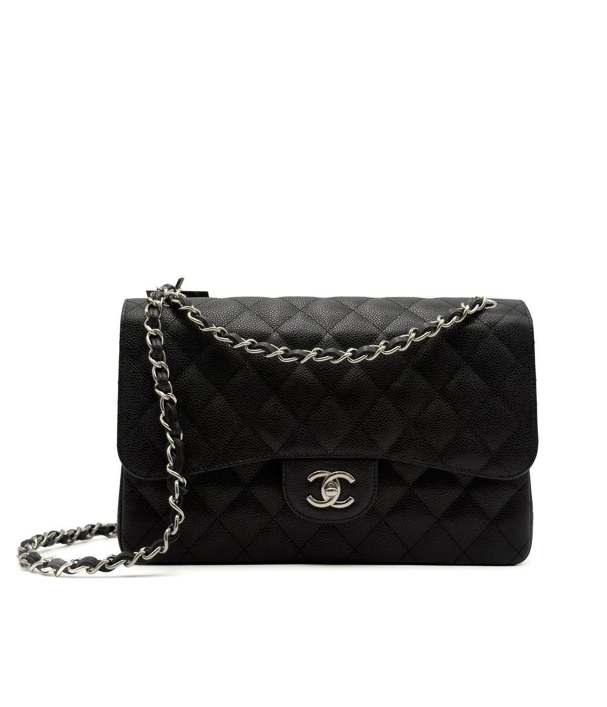 Chanel Jumbo Double Flap Black Caviar Quilted SHW