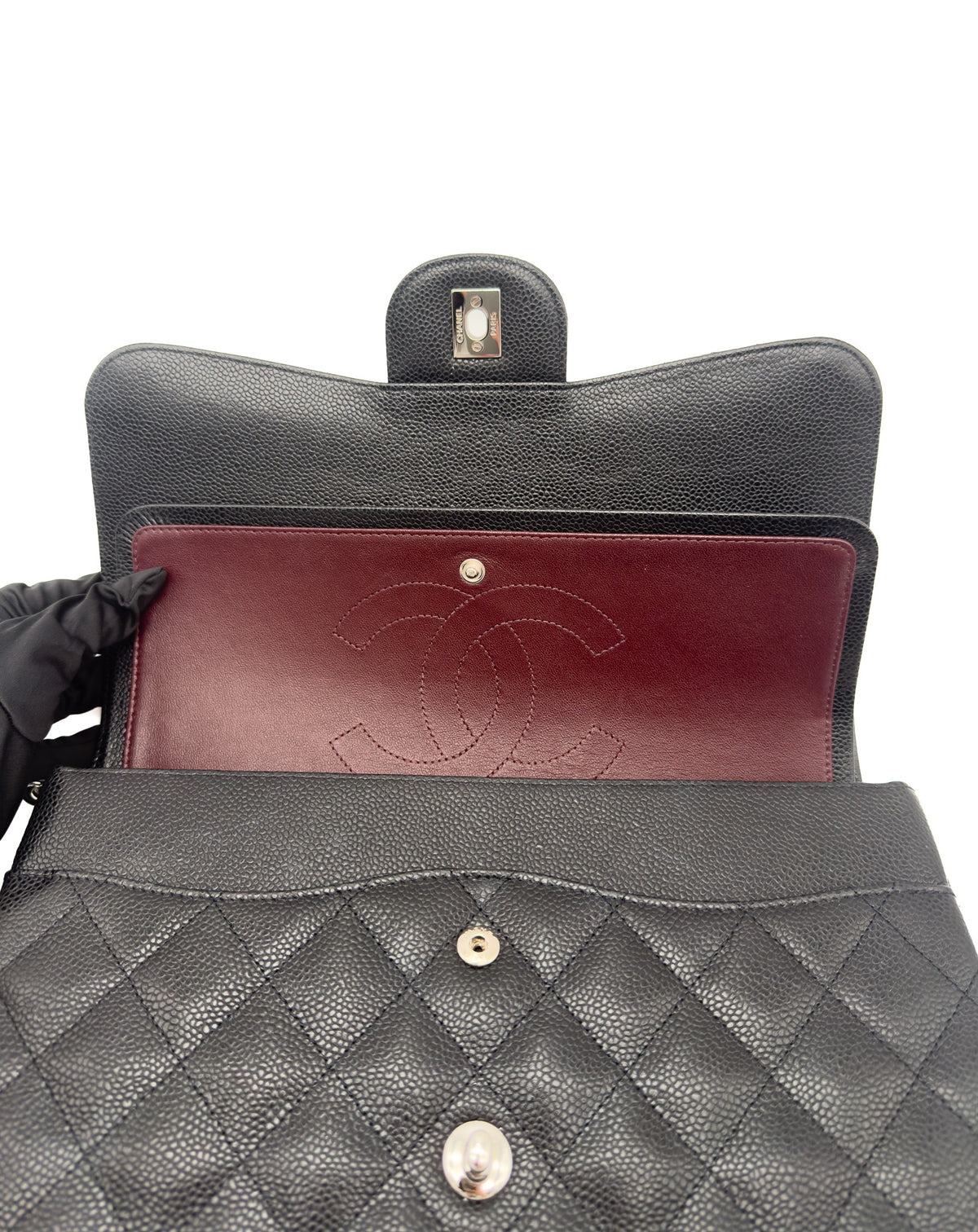 Chanel Jumbo Double Flap Black Caviar Quilted SHW