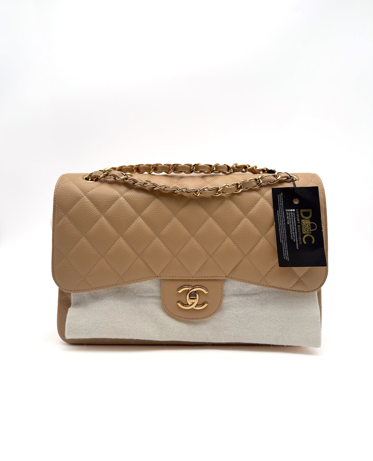 Chanel Beige Double Flap Caviar Leather GHW