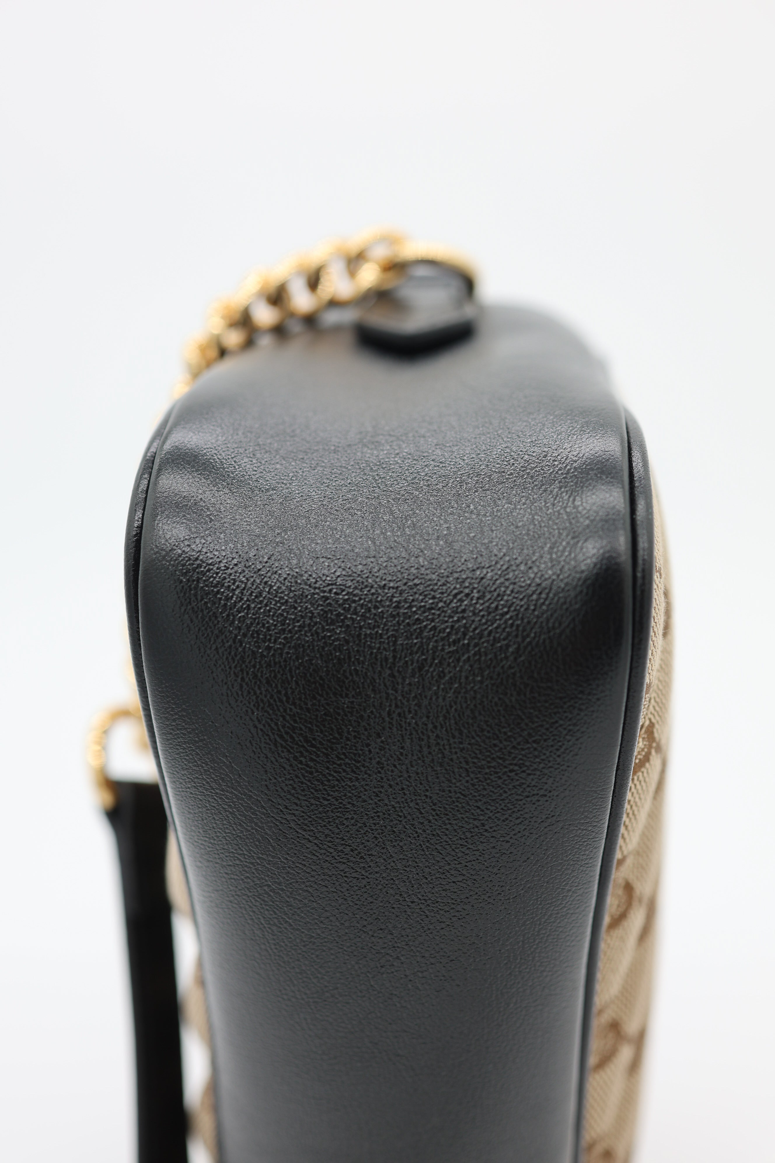 Gucci Monogram Matelasse Diagonal Small GG Marmont Chain Shoulder Bag