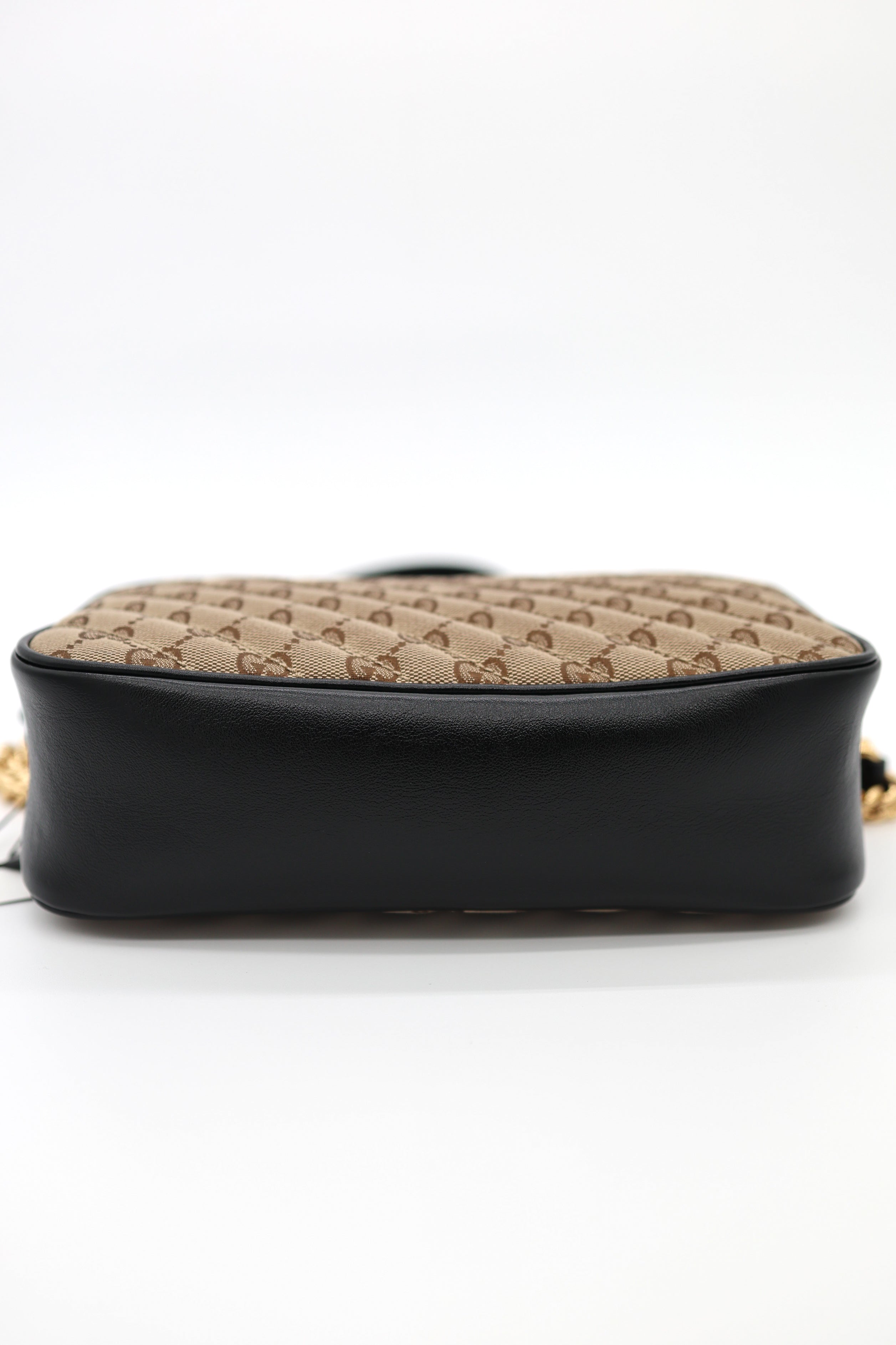 Gucci Monogram Matelasse Diagonal Small GG Marmont Chain Shoulder Bag