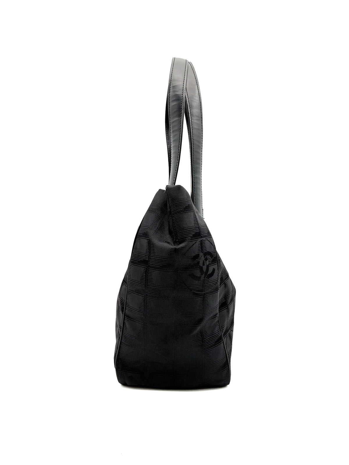 Chanel Vintage Travel Line Tote Bag Black Nylon