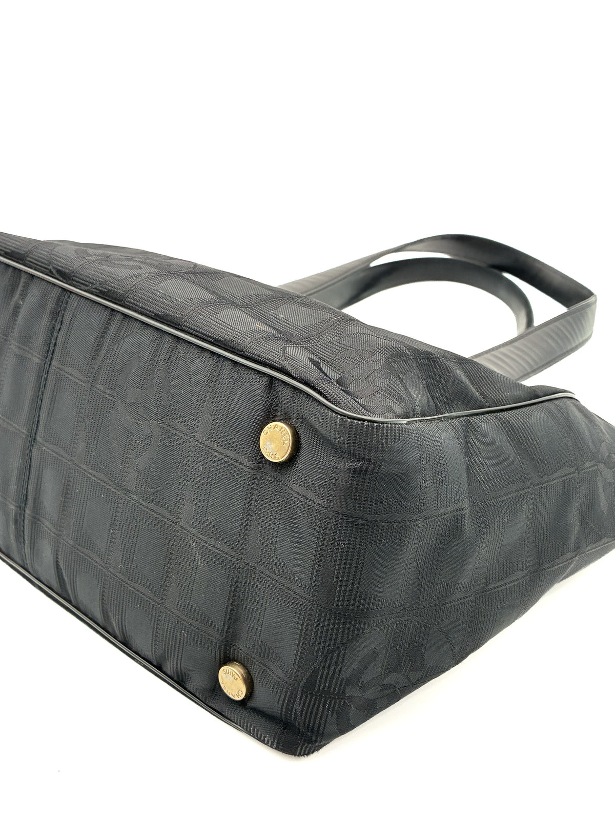 Chanel Vintage Travel Line Tote Bag Black Nylon