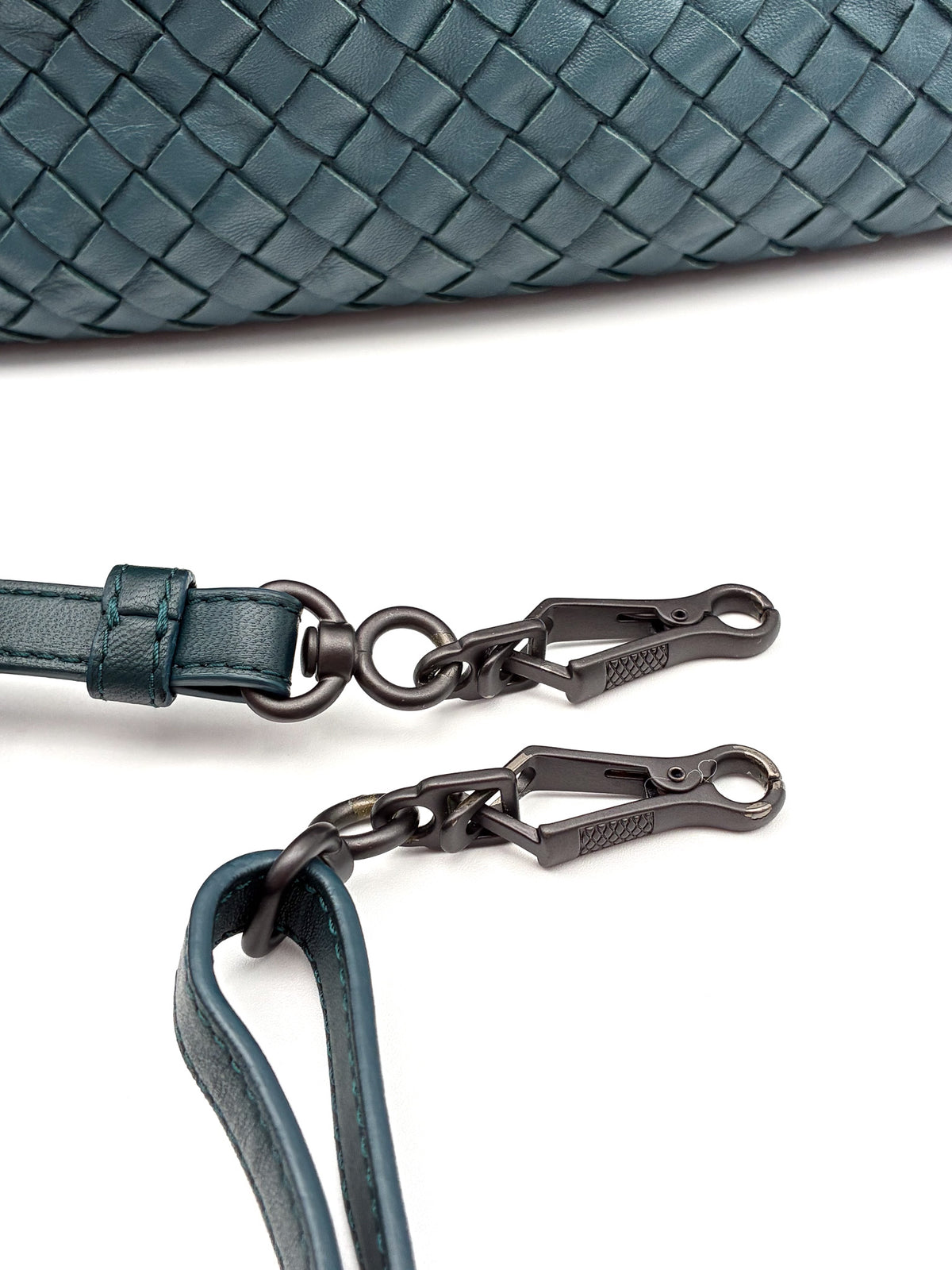 Bottega Veneta Dark Teal Intrecciato Mini Boston Bag
