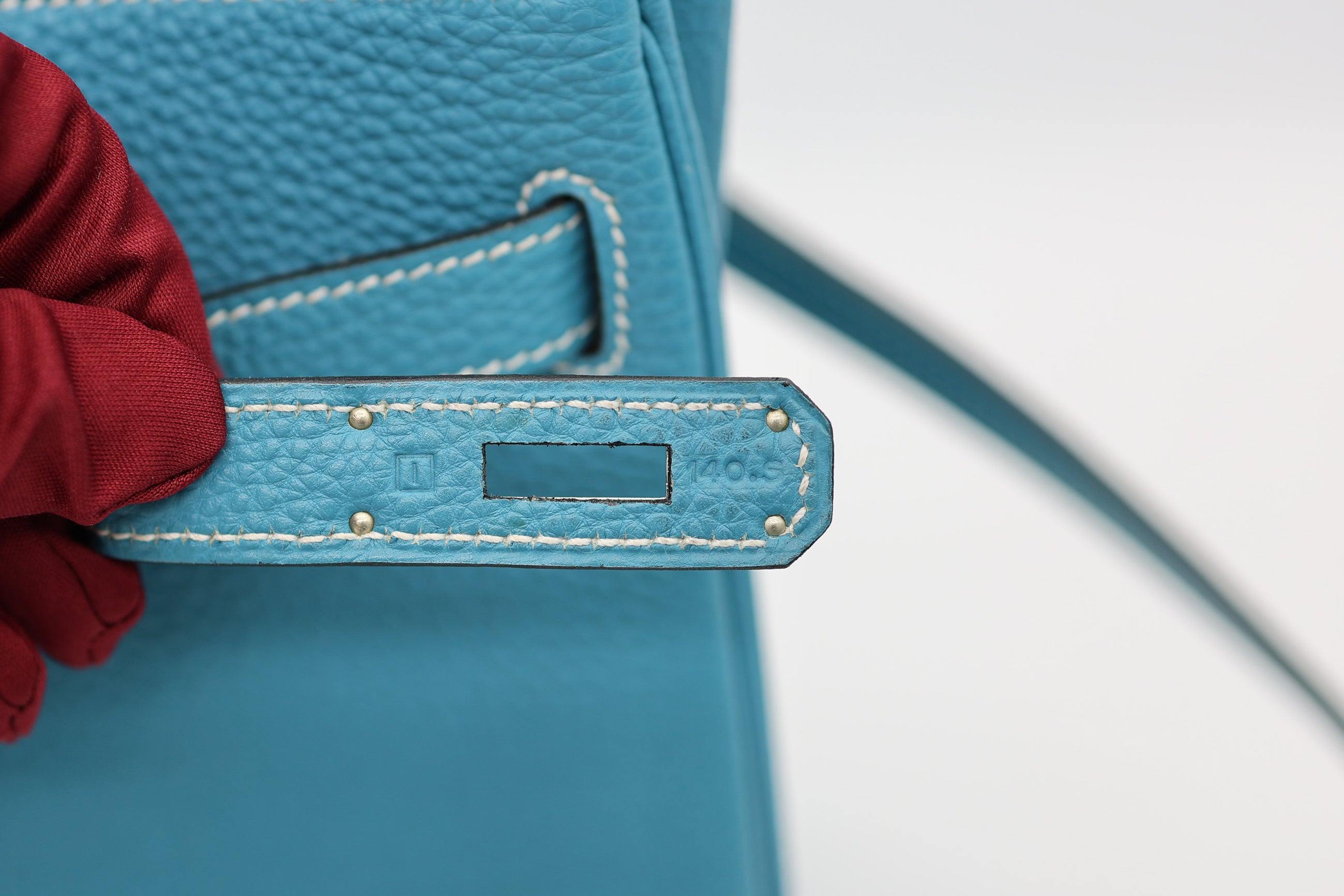 Hermès Bleu Jean Taurillon Clémence Kelly 32 Retourné Palladium Hardware