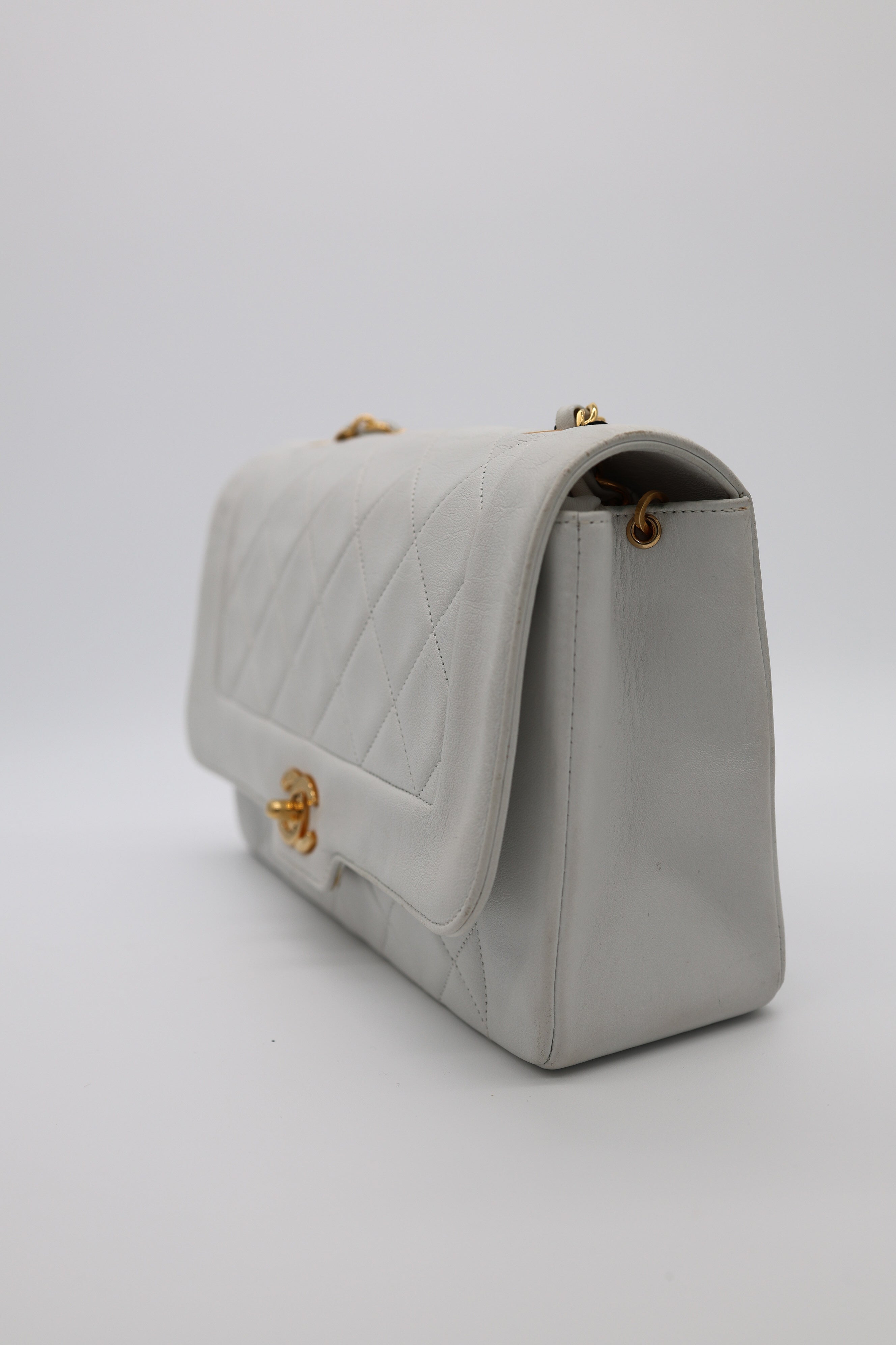 Chanel Diana Flap Chain 24k Shoulder White