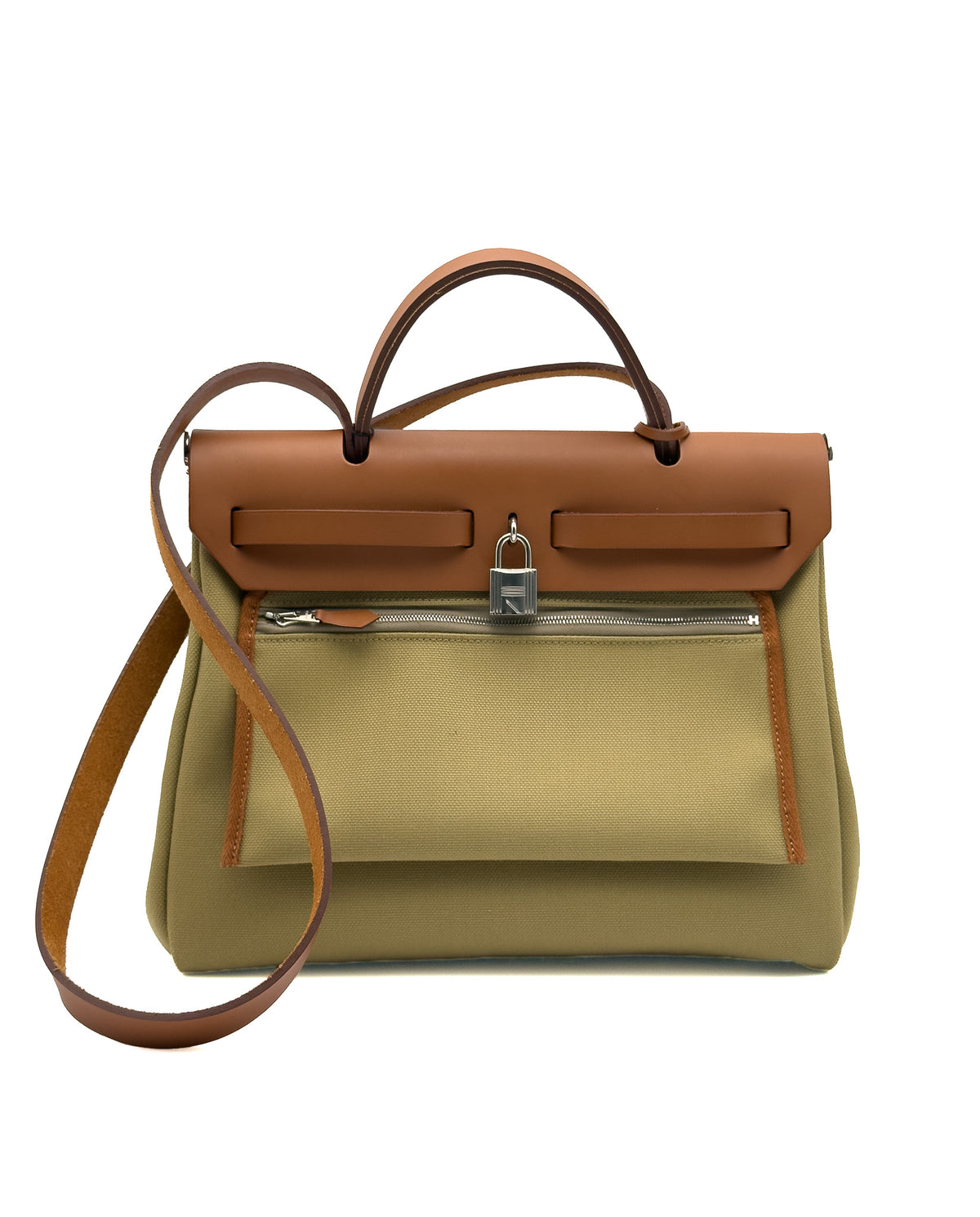 Hermes Herbag Zip Military Toile Vache Hunter
