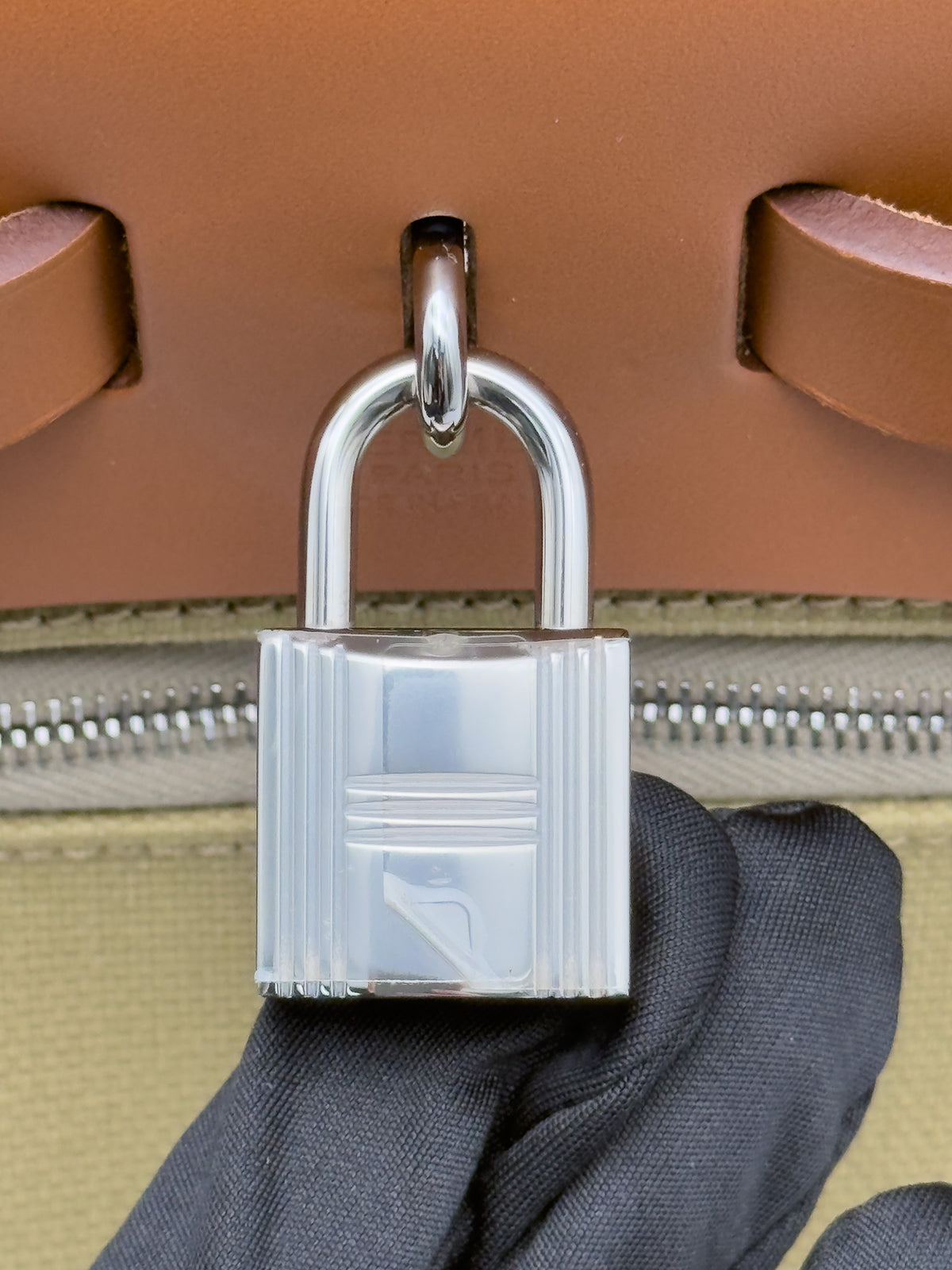 Hermes Herbag Zip Military Toile Vache Hunter