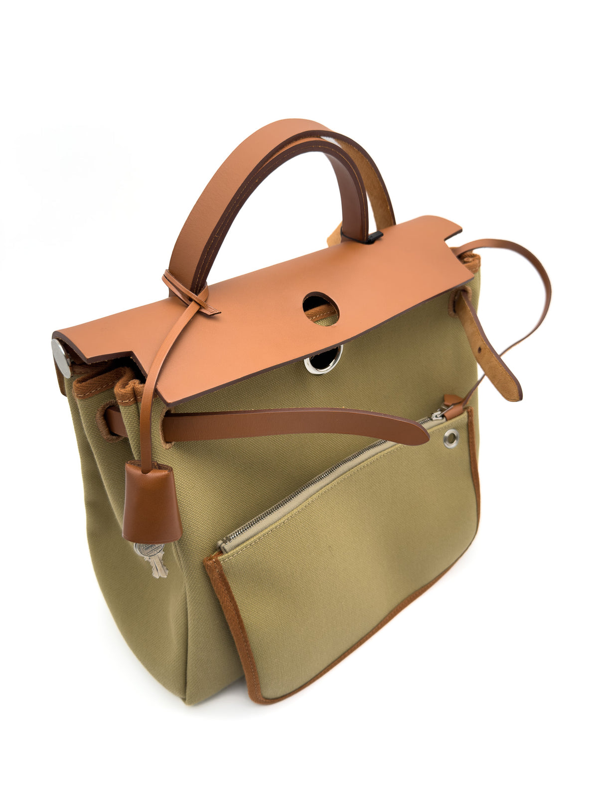 Hermes Herbag Zip Military Toile Vache Hunter