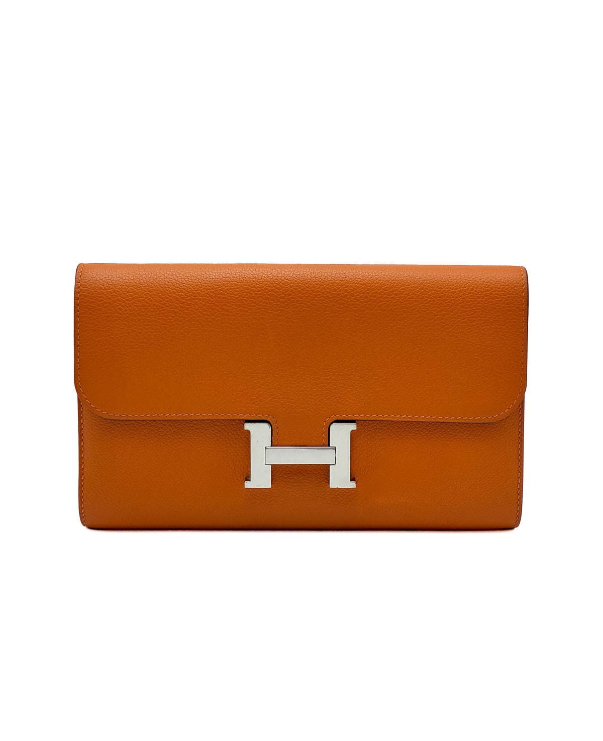 Hermes Constance Long Wallet Orange Evercolor PHW