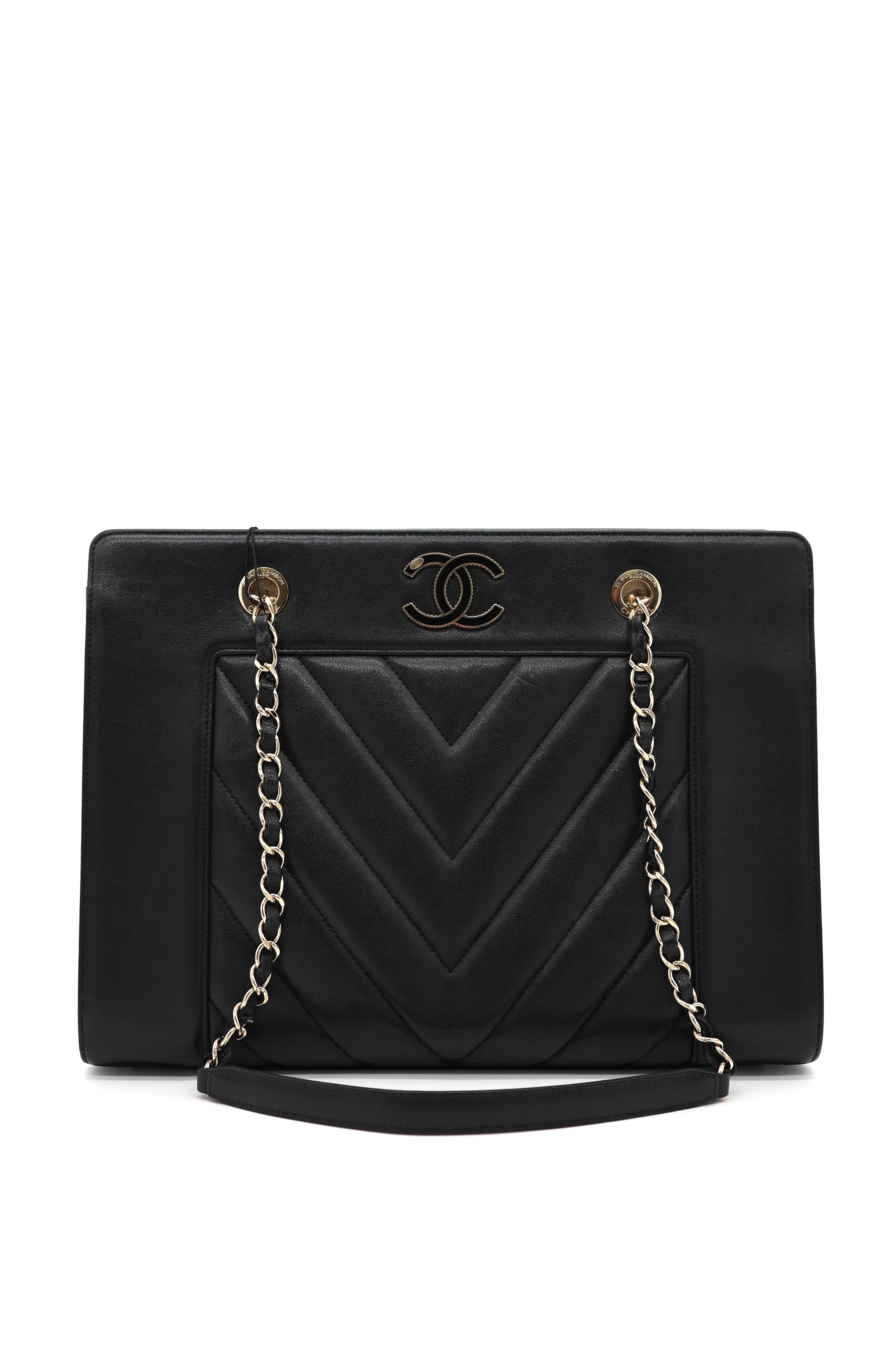 Chanel Chevron Quilted Mademoiselle Vintage Shopping Tote