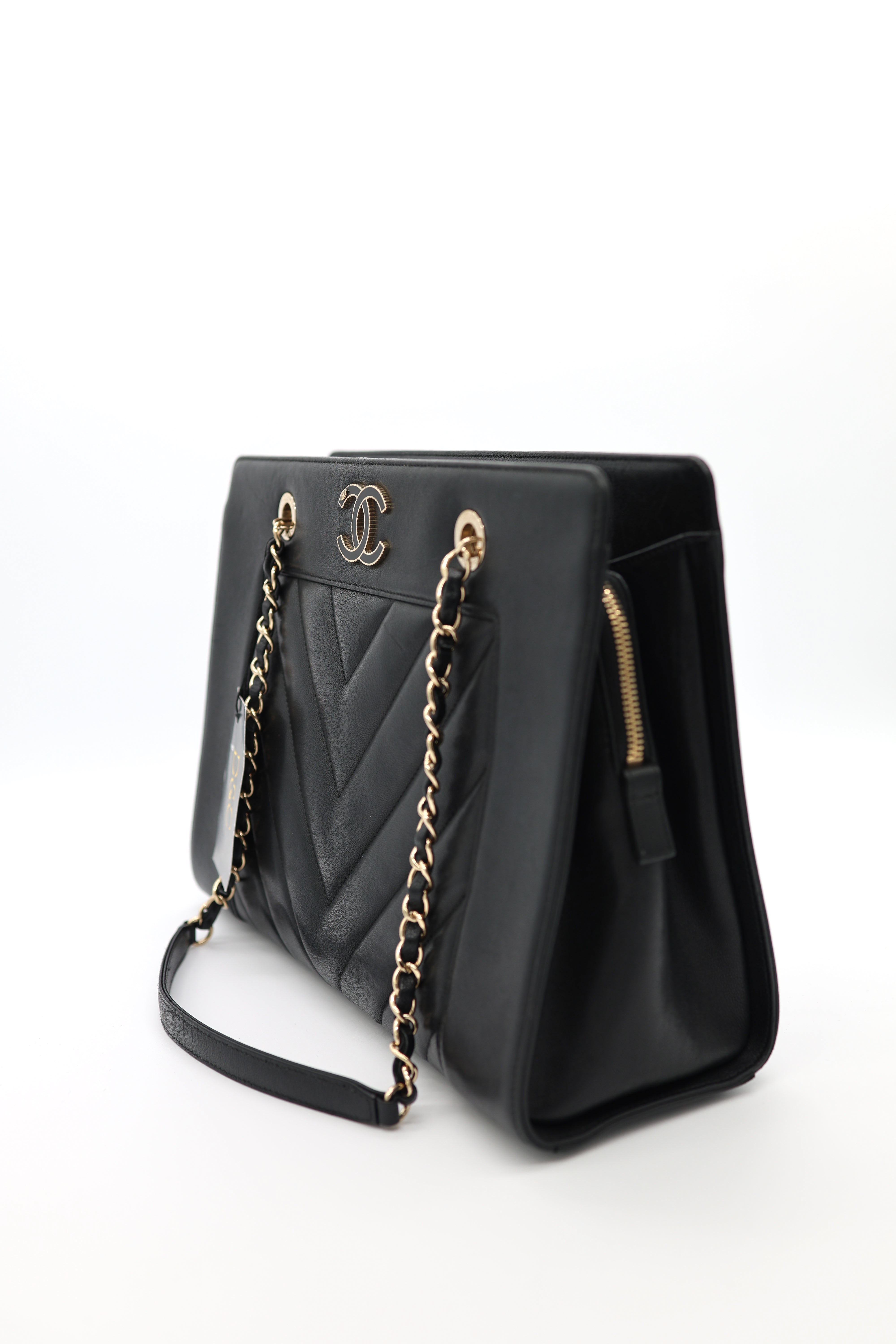Chanel Chevron Quilted Mademoiselle Vintage Shopping Tote
