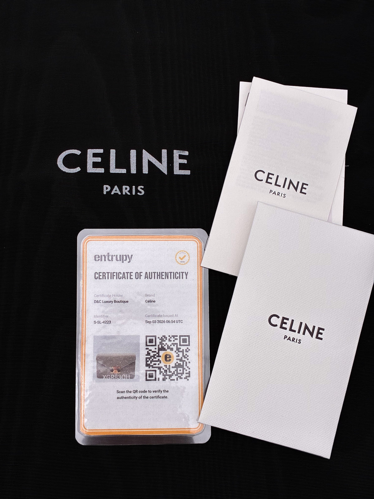 Celine Shiny Triomphe Margo Wallet on Chain Light Stone