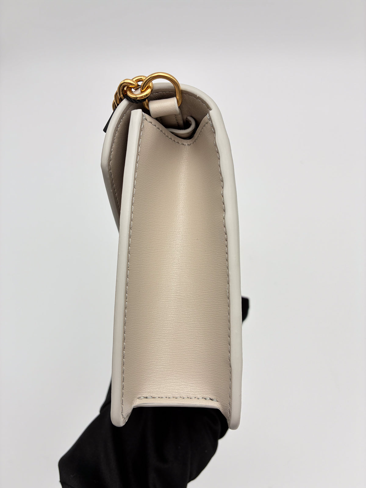 Celine Shiny Triomphe Margo Wallet on Chain Light Stone