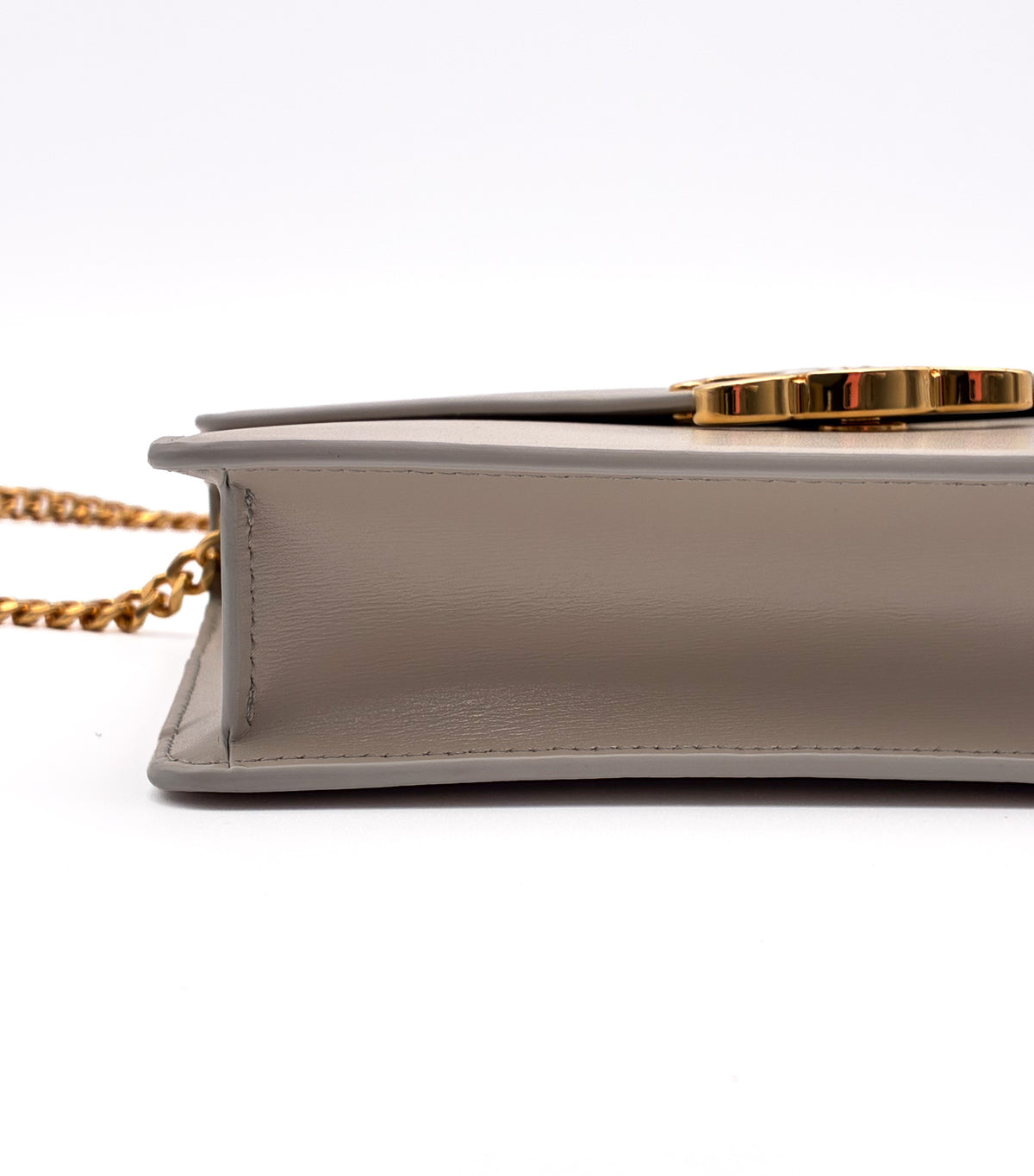 Celine Shiny Triomphe Margo Wallet on Chain Light Stone