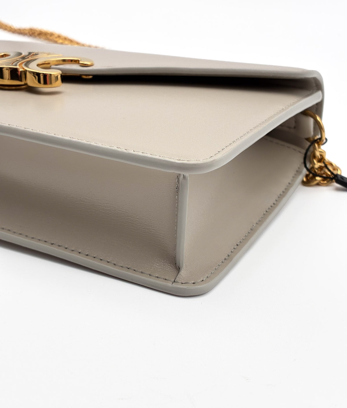 Celine Shiny Triomphe Margo Wallet on Chain Light Stone