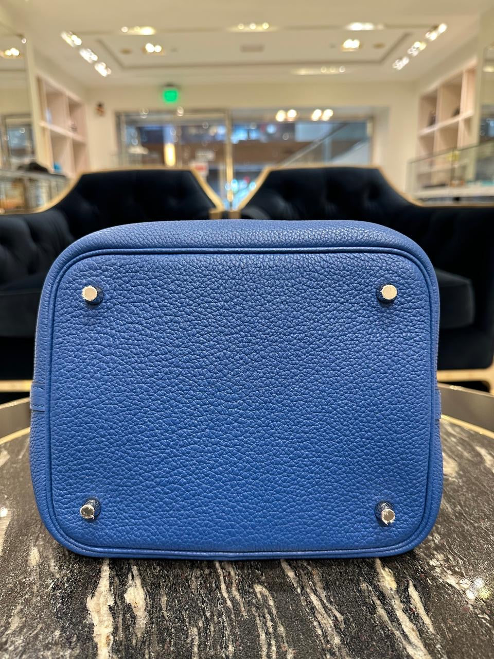 Hermes Taurillon Clemence Picotin Lock 22 Bleu SHW