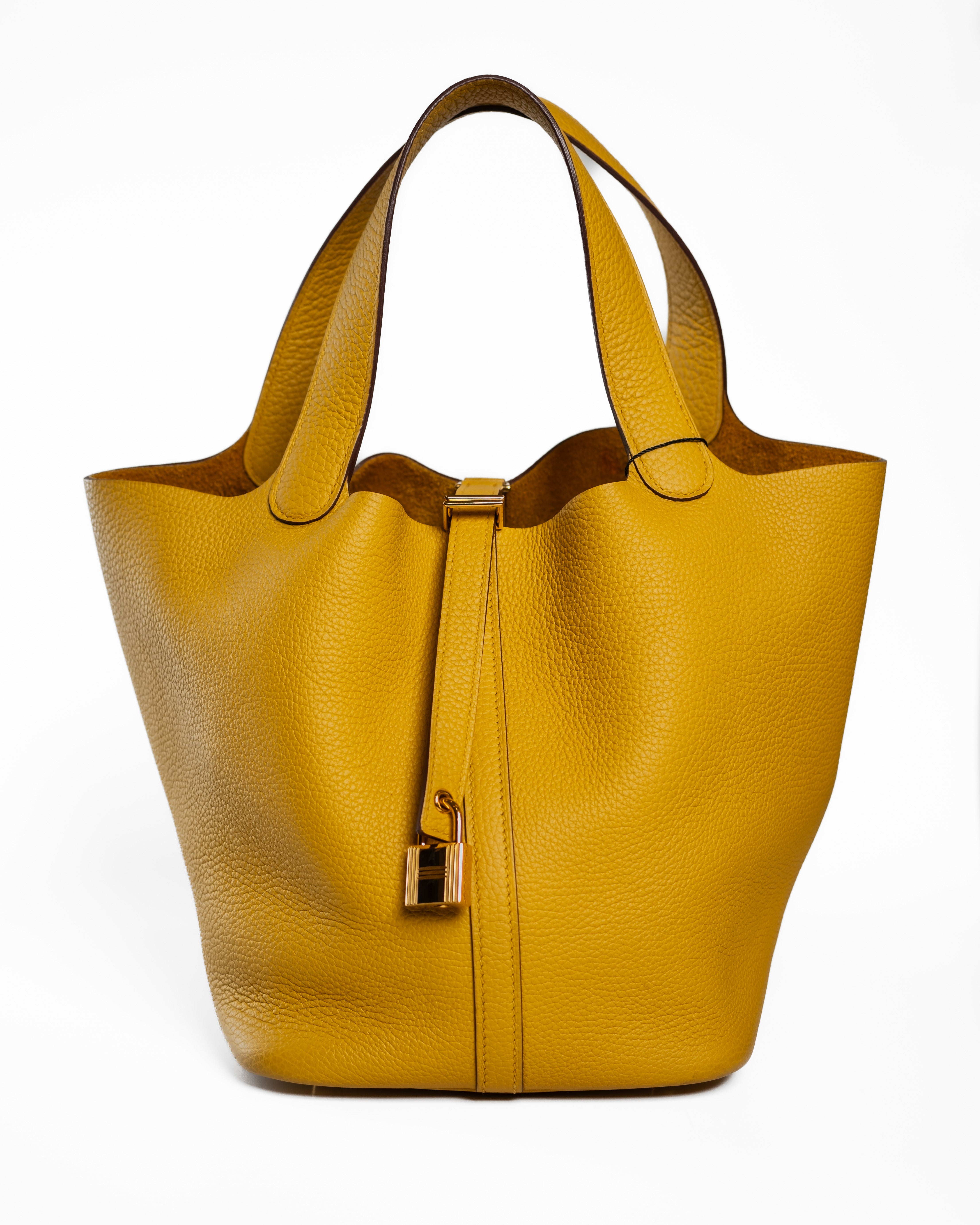 Hermes Picotin Lock 22cm Jaune Ambre Clemence GHW