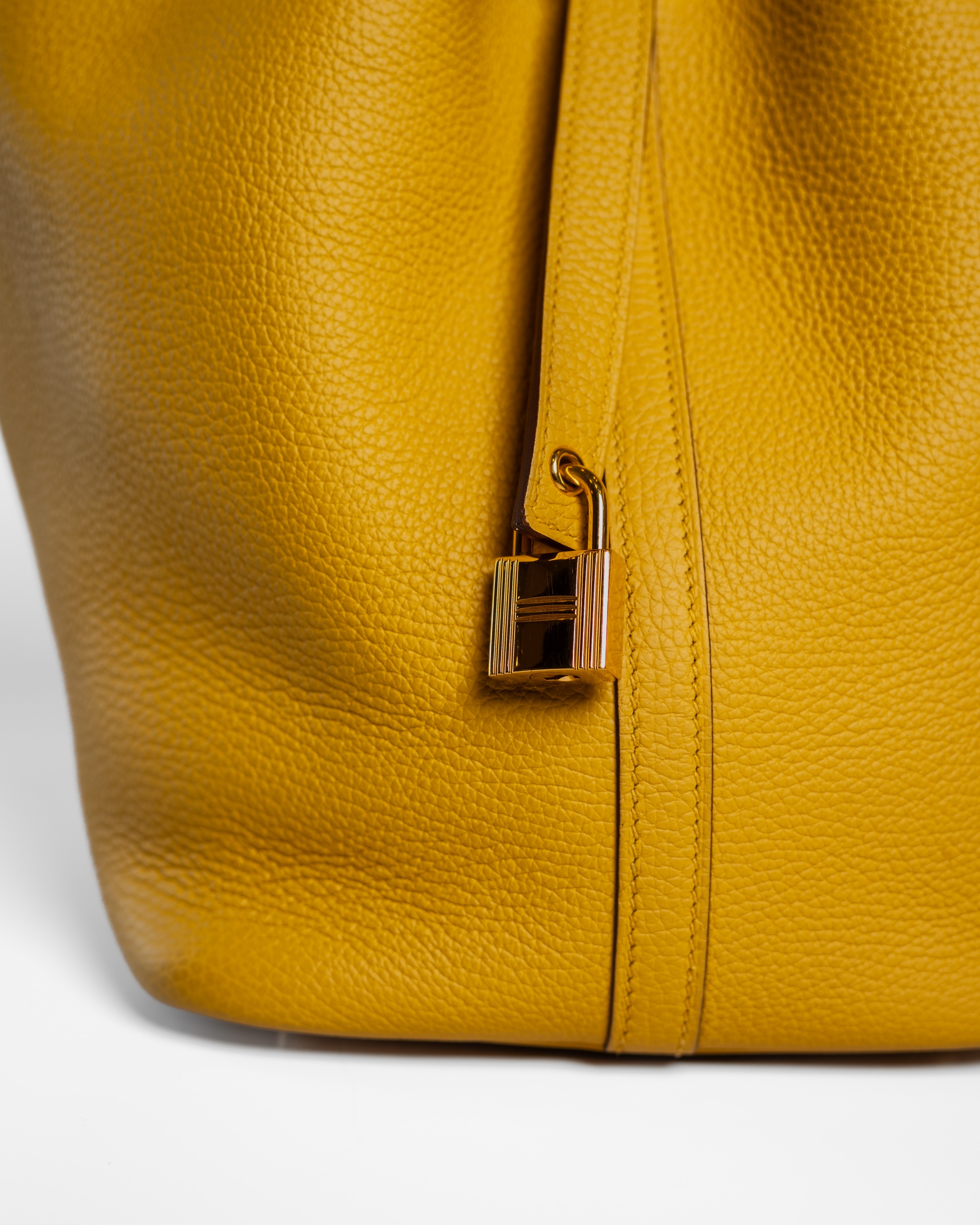 Hermes Picotin Lock 22cm Jaune Ambre Clemence GHW